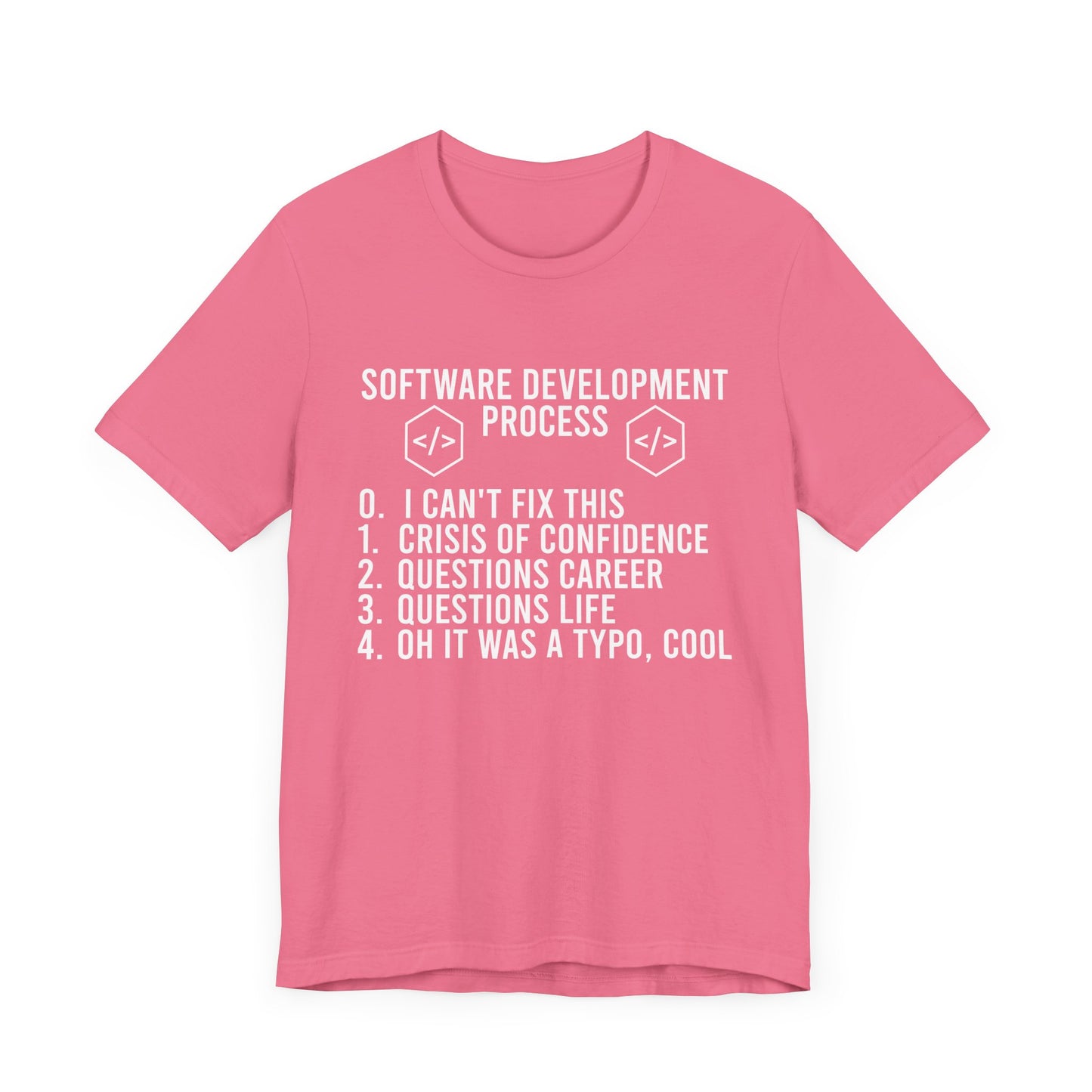 Software Engineering Humor Tee – Programmer Crisis Life Cycle