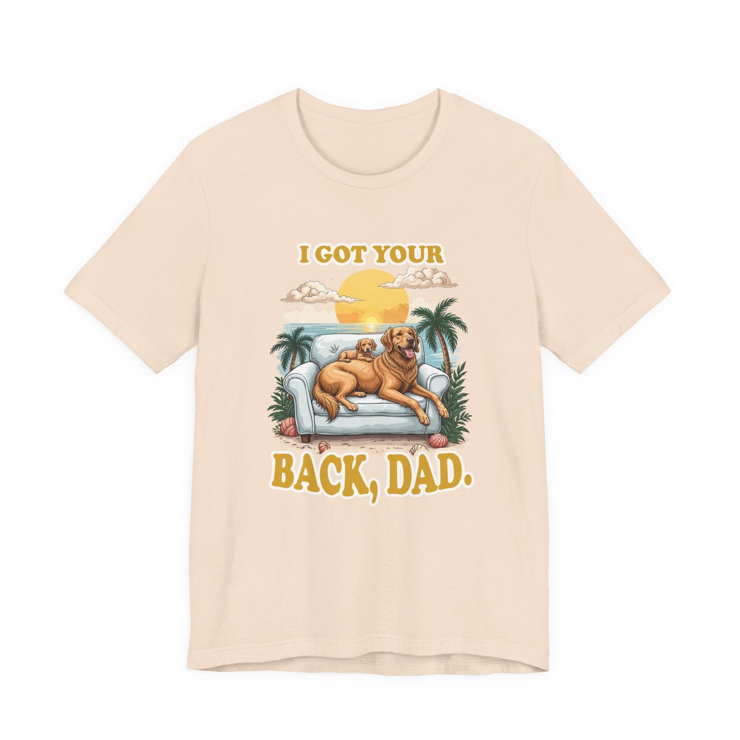 I Got Your Back Dad Tshirt Golden Retriever Father and Puppy on Couch Beach Sunset