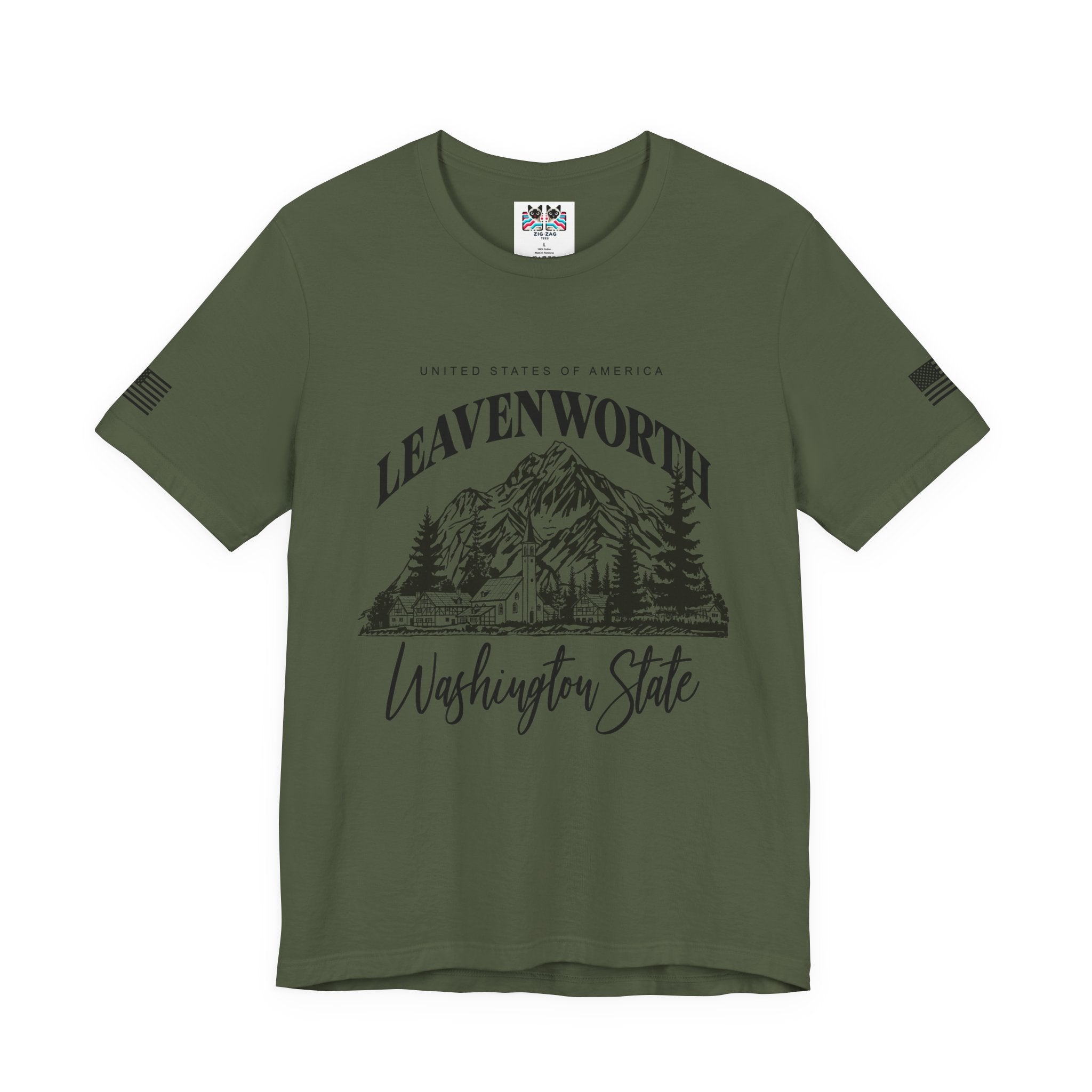 Leavenworth Washington State Bavarian Village Mountain Graphic T-Shirt | USA Souvenir Tee | Pacific Northwest Gift Shirt
