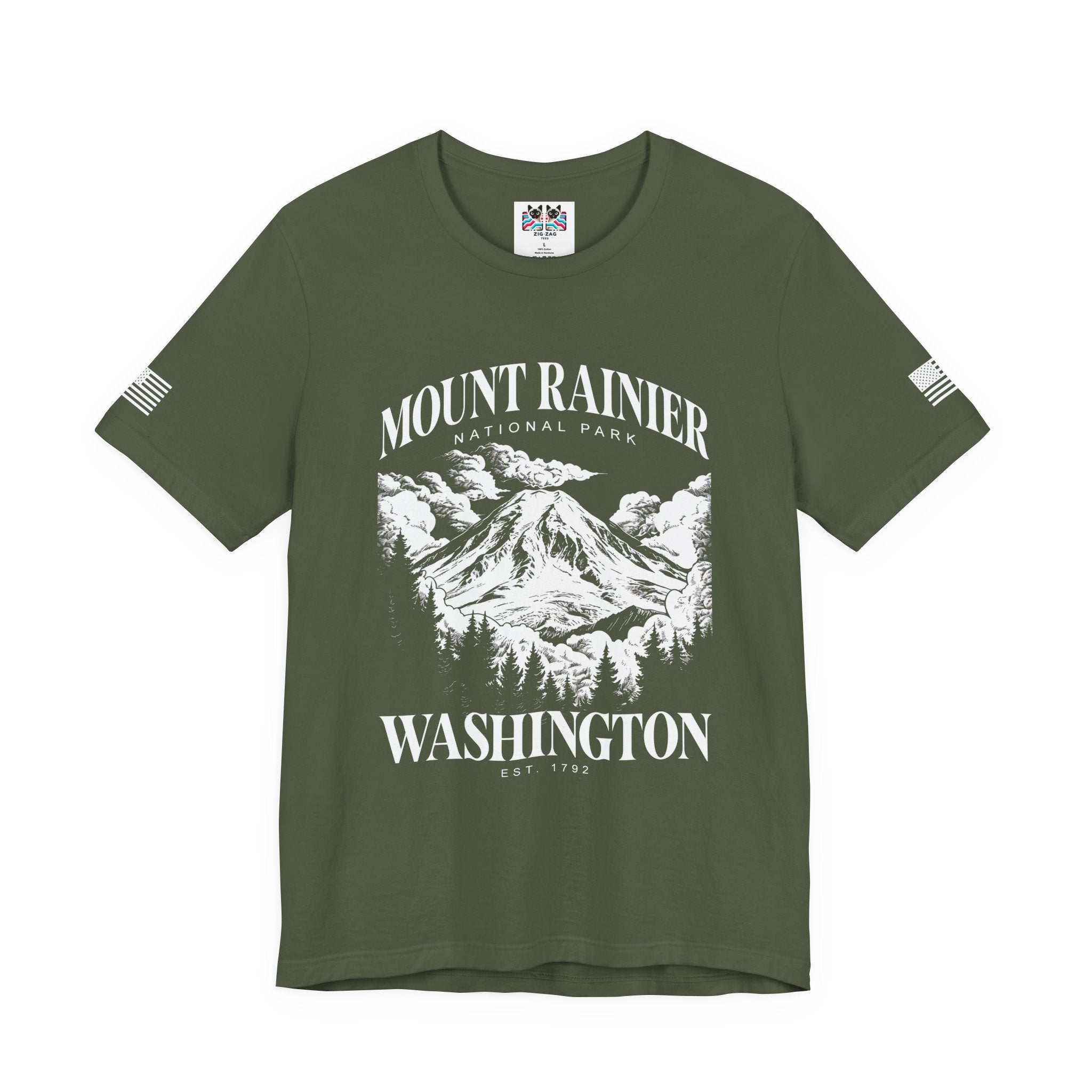 Mount Rainier National Park Washington EST 1792 Graphic T-Shirt | Pacific Northwest Hiking Tee | PNW Mountain Shirt