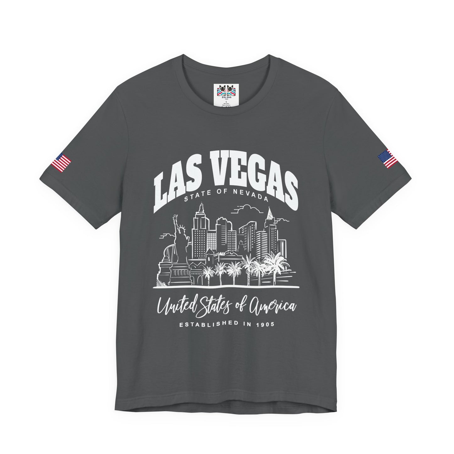 Las Vegas State of Nevada T-Shirt - Established 1905 Red White Skyline USA Design