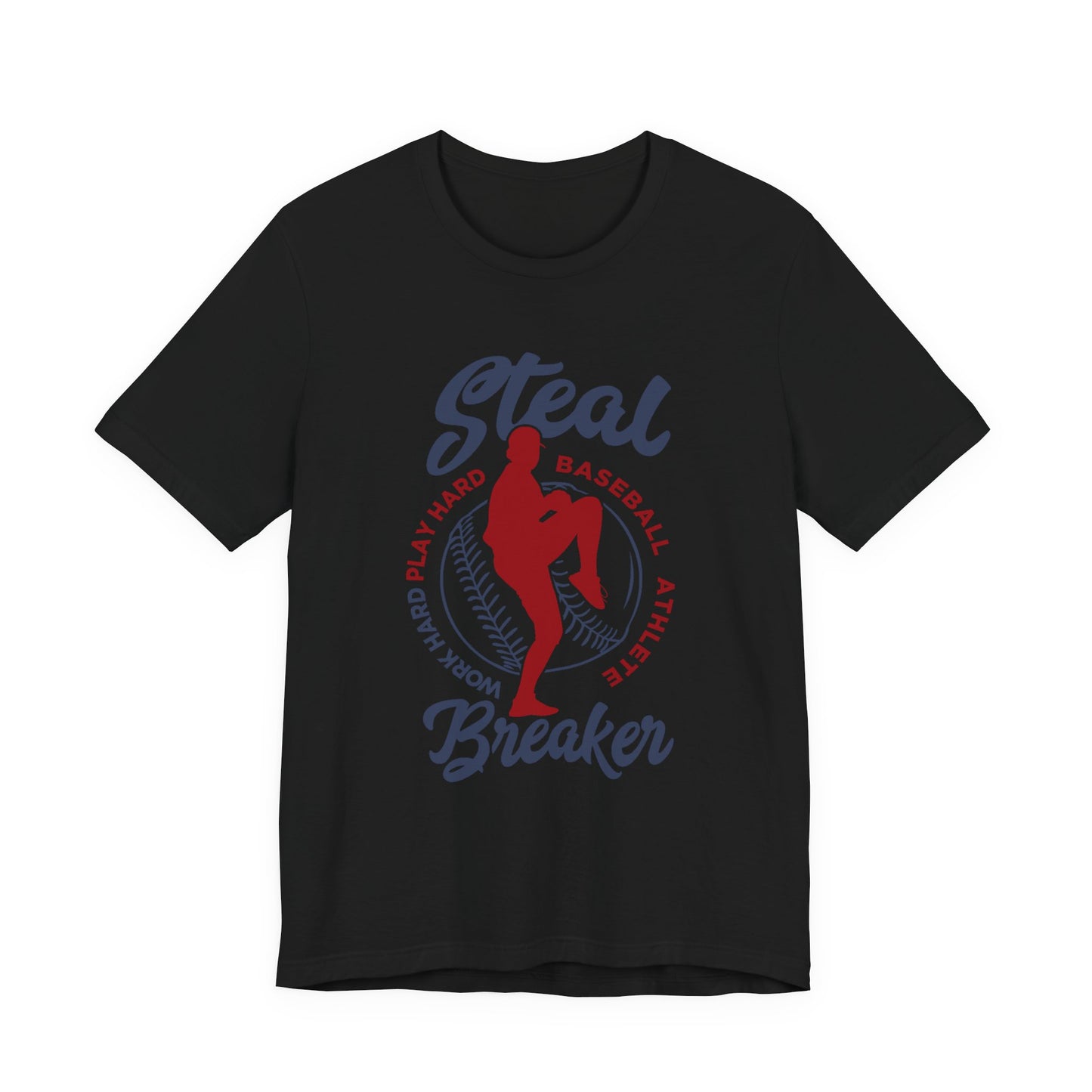 Baseball tshirt - Steal Breaker Tshirt Baseball Player Throwing Ball with Baseball Outline and Text Baseball Athlete