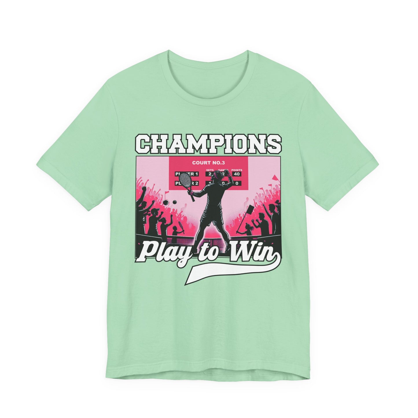 Champions Play to Win – Tennis Victory Celebration Graphic T-Shirt