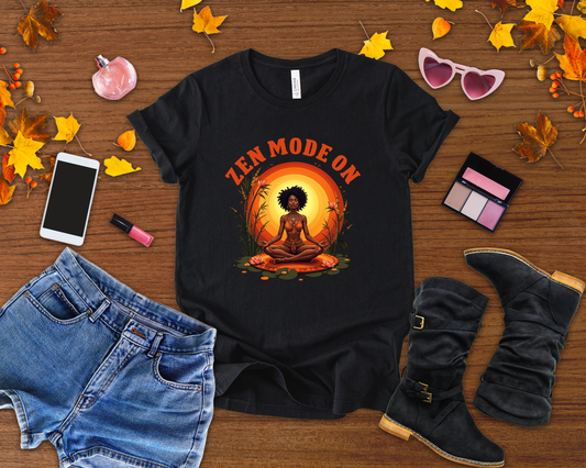 Zen Mode On – Peaceful Meditation Lotus Glow Graphic T-Shirt