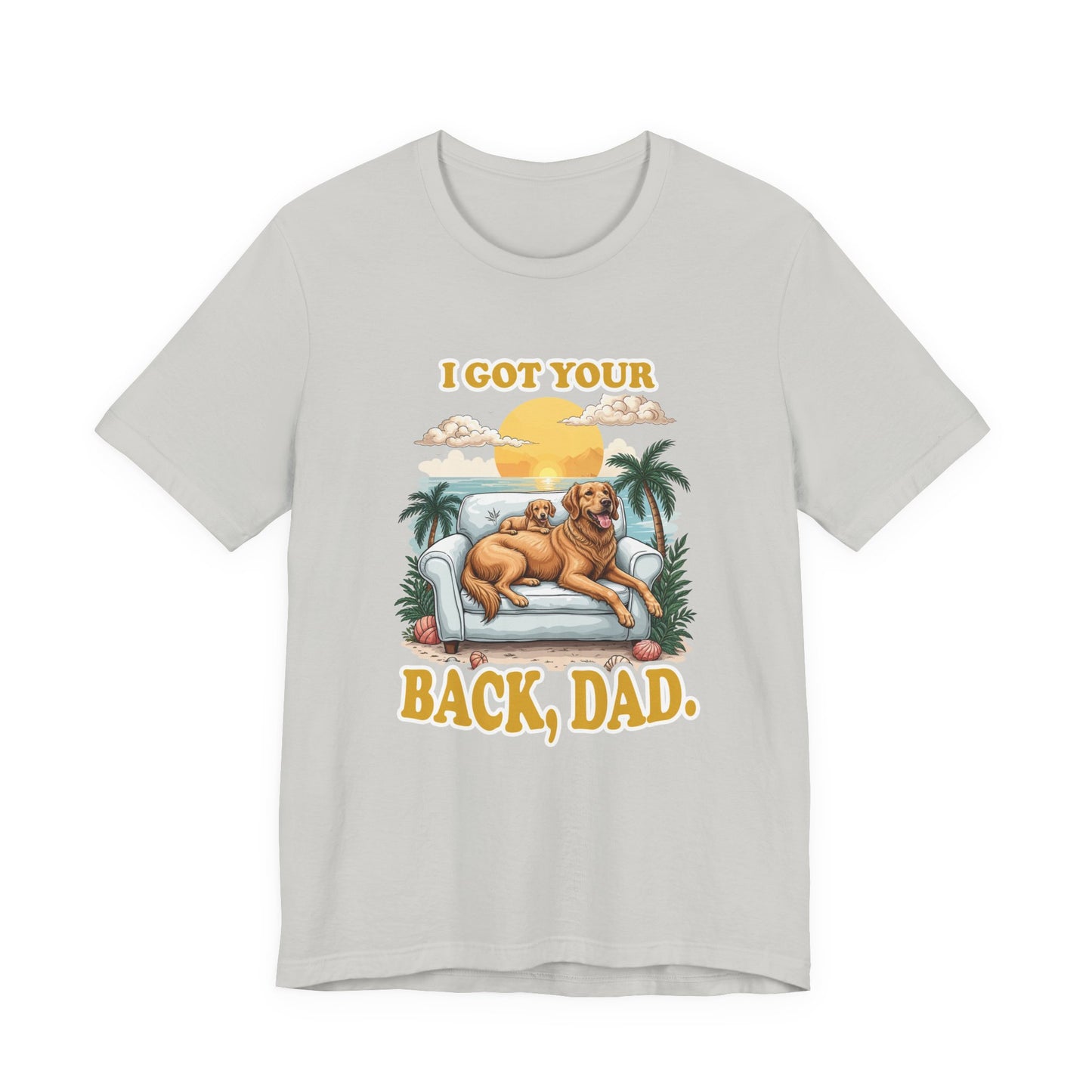 I Got Your Back Dad Tshirt Golden Retriever Father and Puppy on Couch Beach Sunset