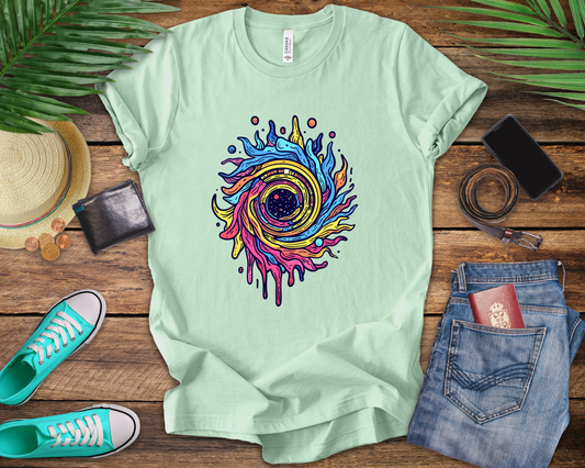 Colorful Sonic Spiral – Vibrant Psychedelic Spiral Graphic T-Shirt