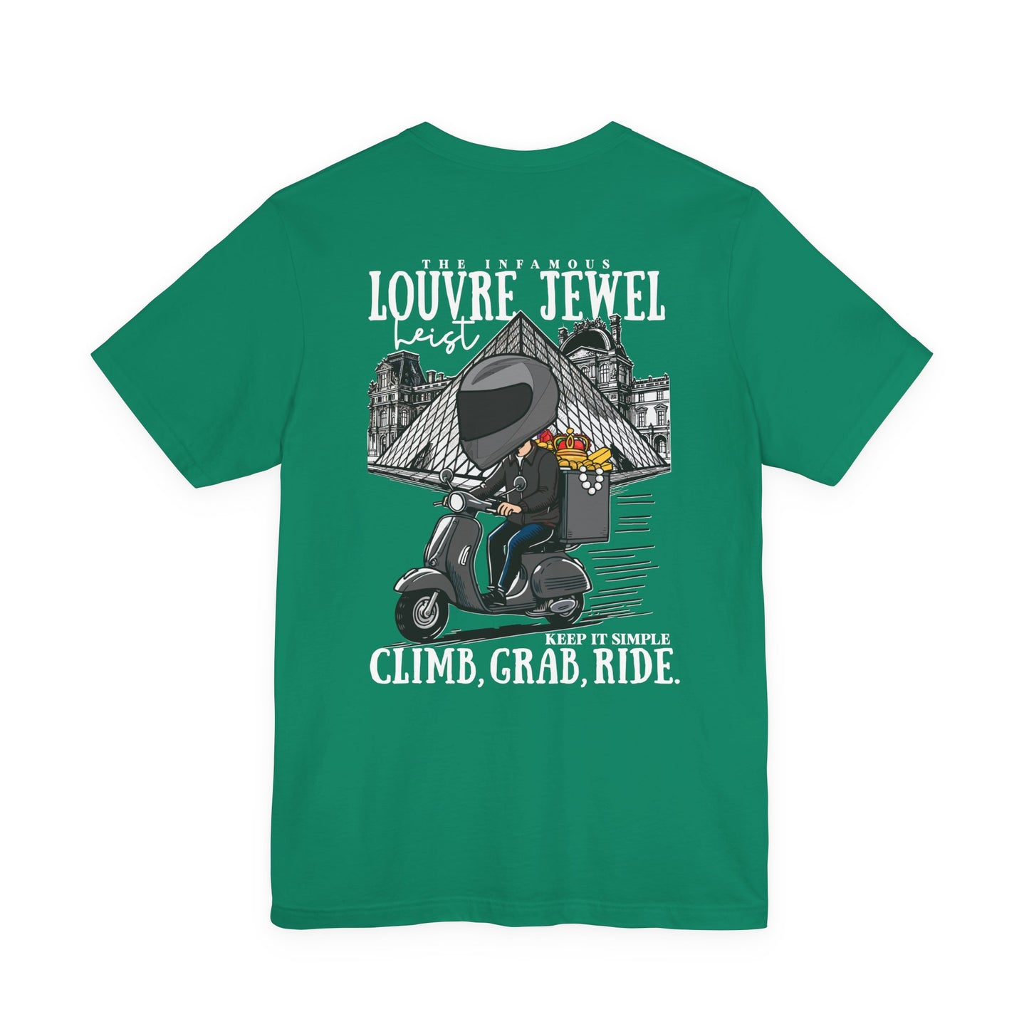 The Louvre Jewel Heist – Paris Heist Humor [White Text] T-Shirt