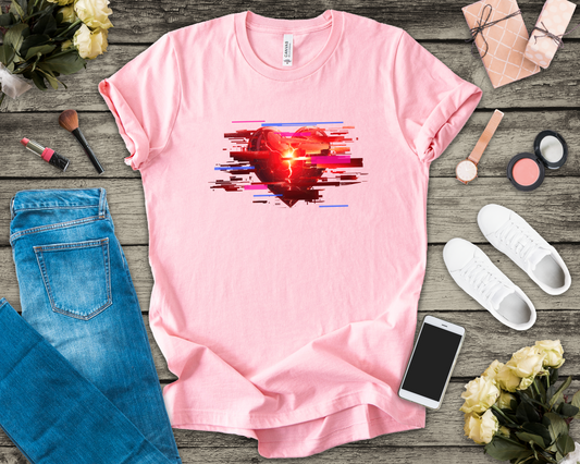 Glitch Heart – Modern Art Heart with Color Patch Rectangles Graphic T-Shirt