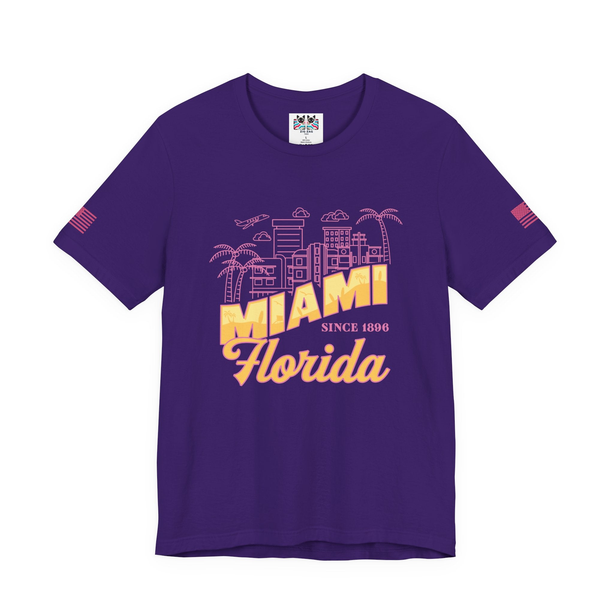 Miami Since 1896 Florida T-Shirt – Art Deco Skyline Line Art Graphic Tee
