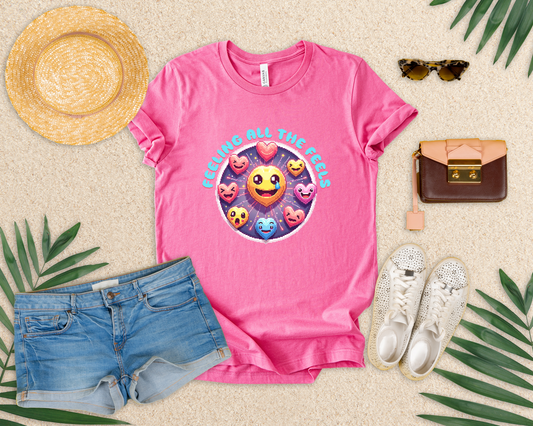 Feeling All the Feels – Heart Emoji Expressions Graphic T-Shirt