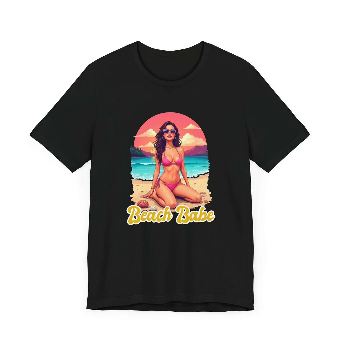 Beach Babe T-Shirt – Stylish Women in Bikini Beach Graphic Tee