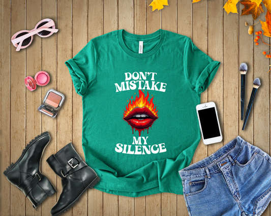 Don’t Mistake My Silence – Burning & Bleeding Lips Graphic T-Shirt