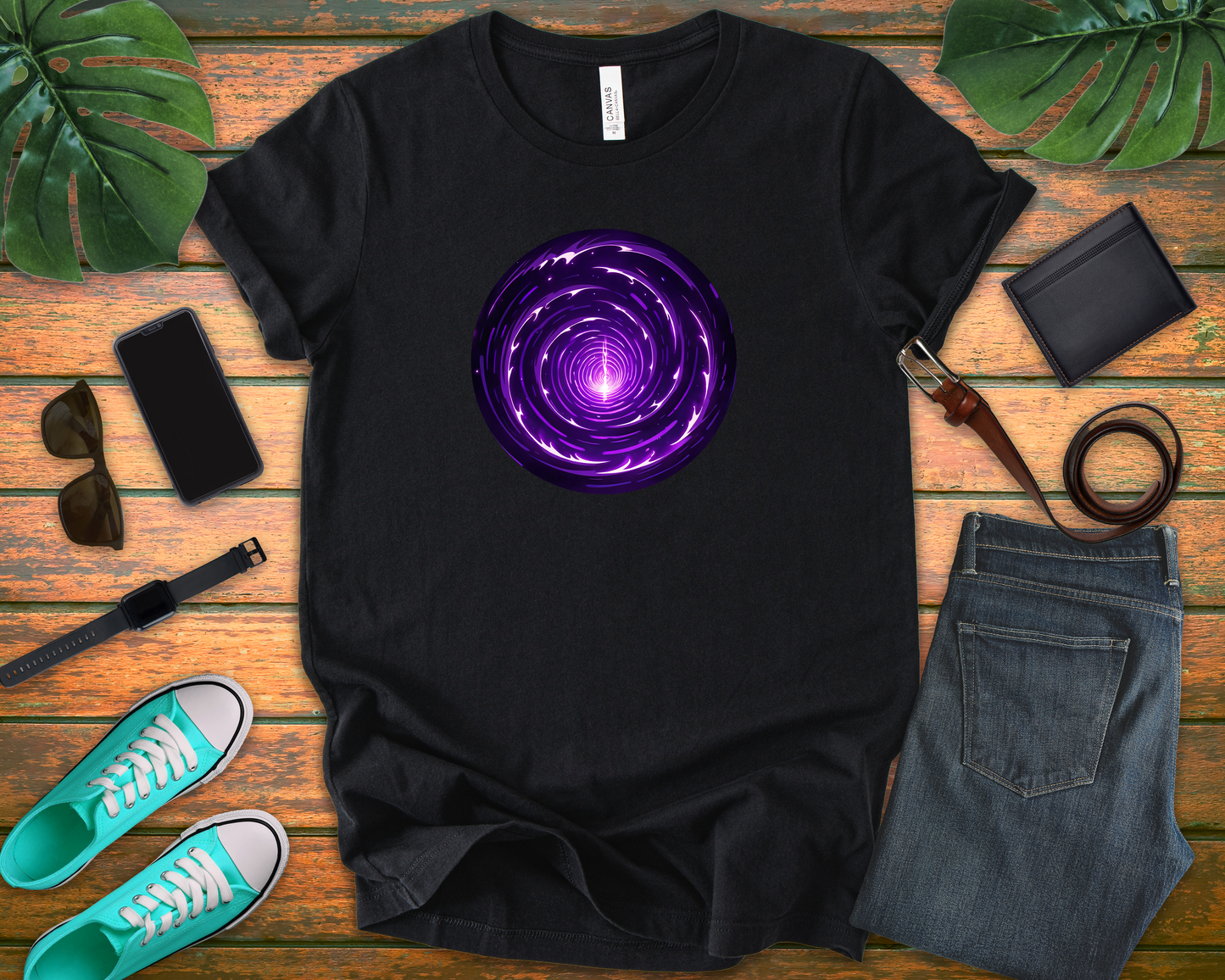 Silently Spiraling – Large Purple Spiral Graphic T-Shirt