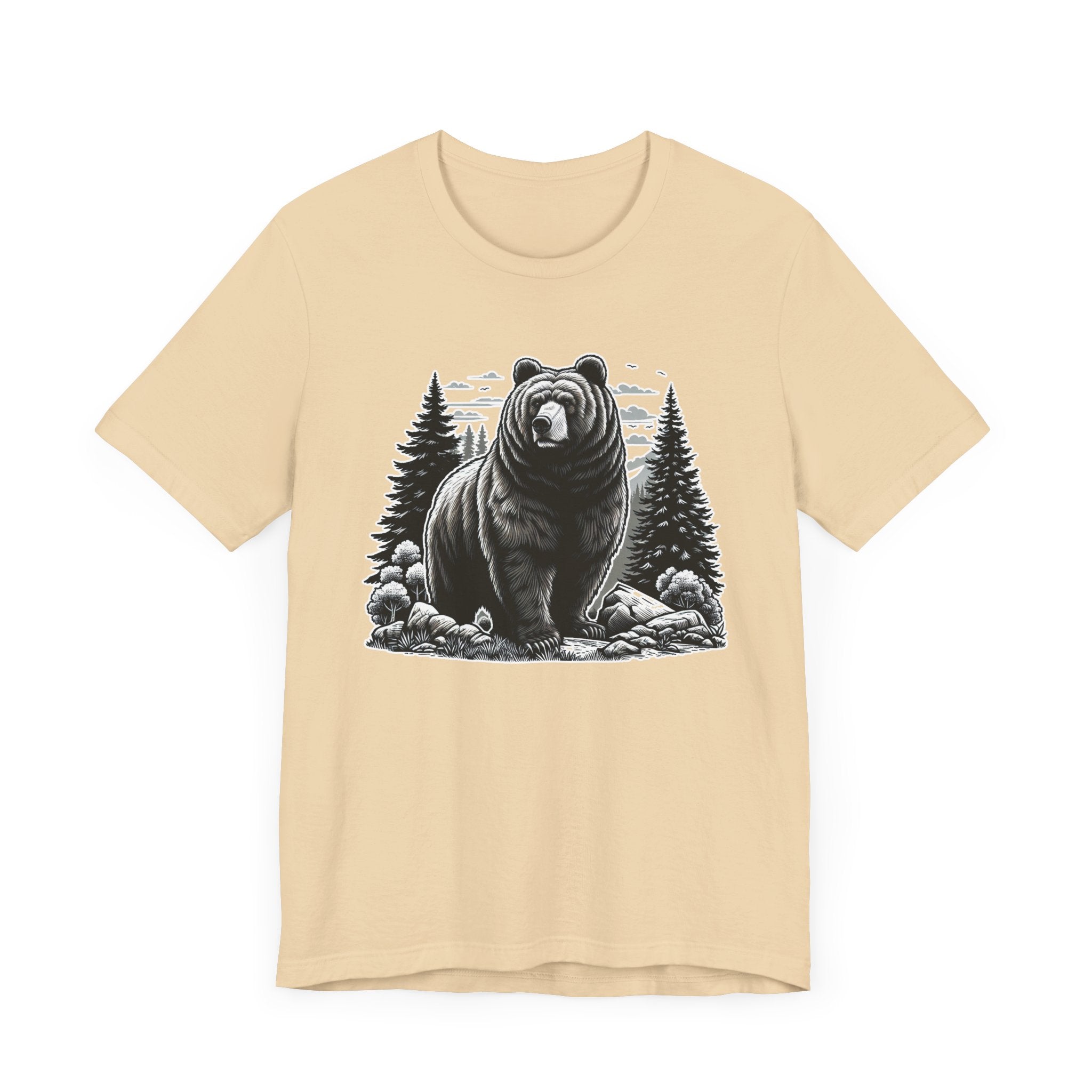 Majestic Wild Bear gazes intently at Stream Edge captivating Graphic T-Shirt