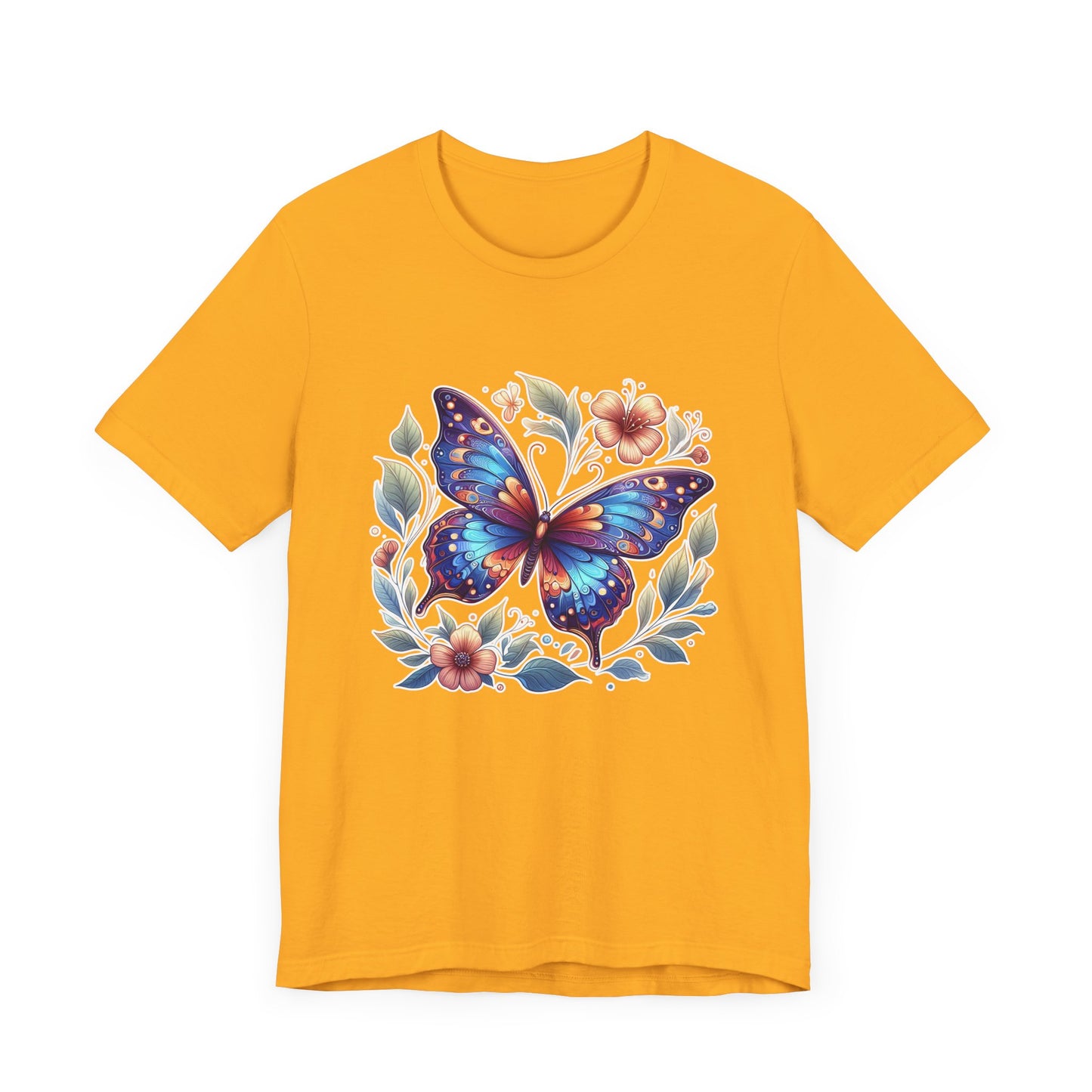 Butterfly Bloom Shirt, Vibrant Nature Tee, Colorful Insect T Shirt, Garden Life Apparel, Joyful Nature Lover Graphic Top