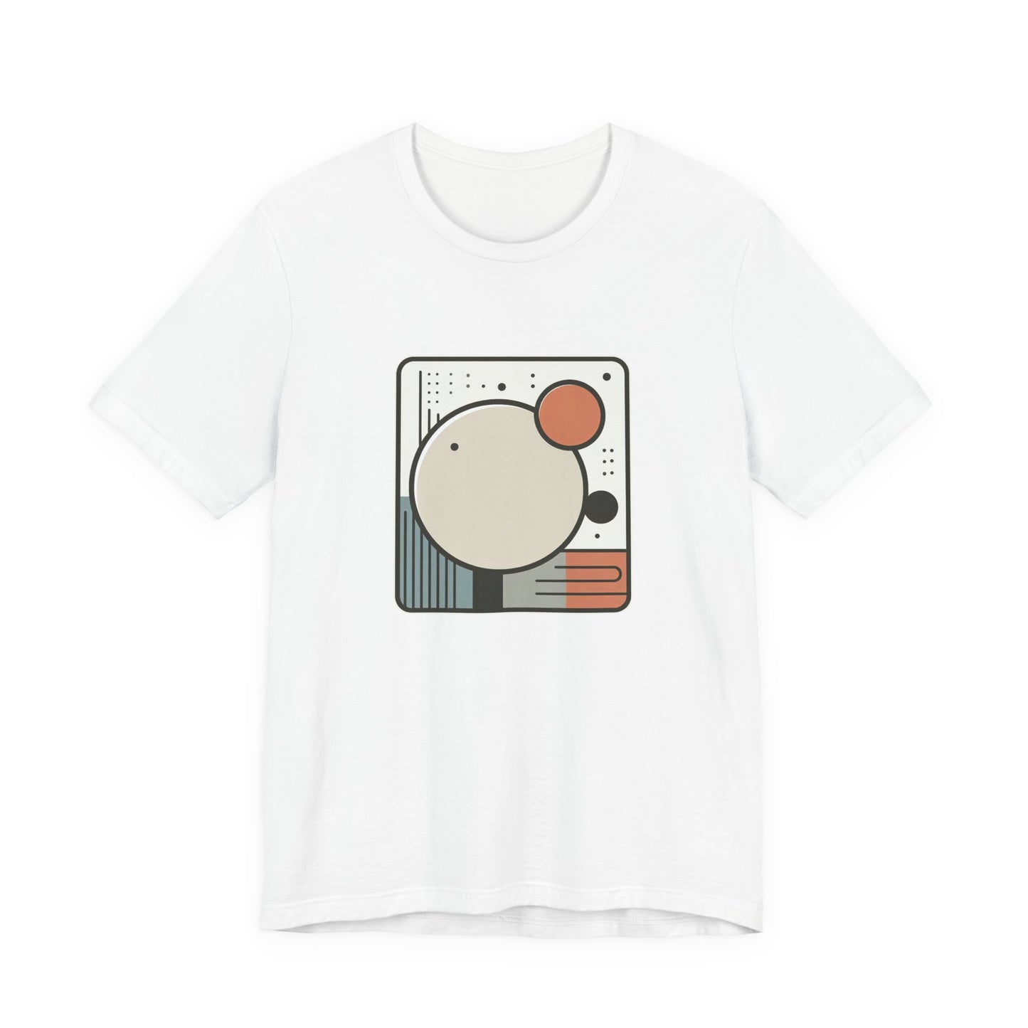 Less Is More Tshirt – Minimalist Geometric Rectangle with Colorful Circles and Lines