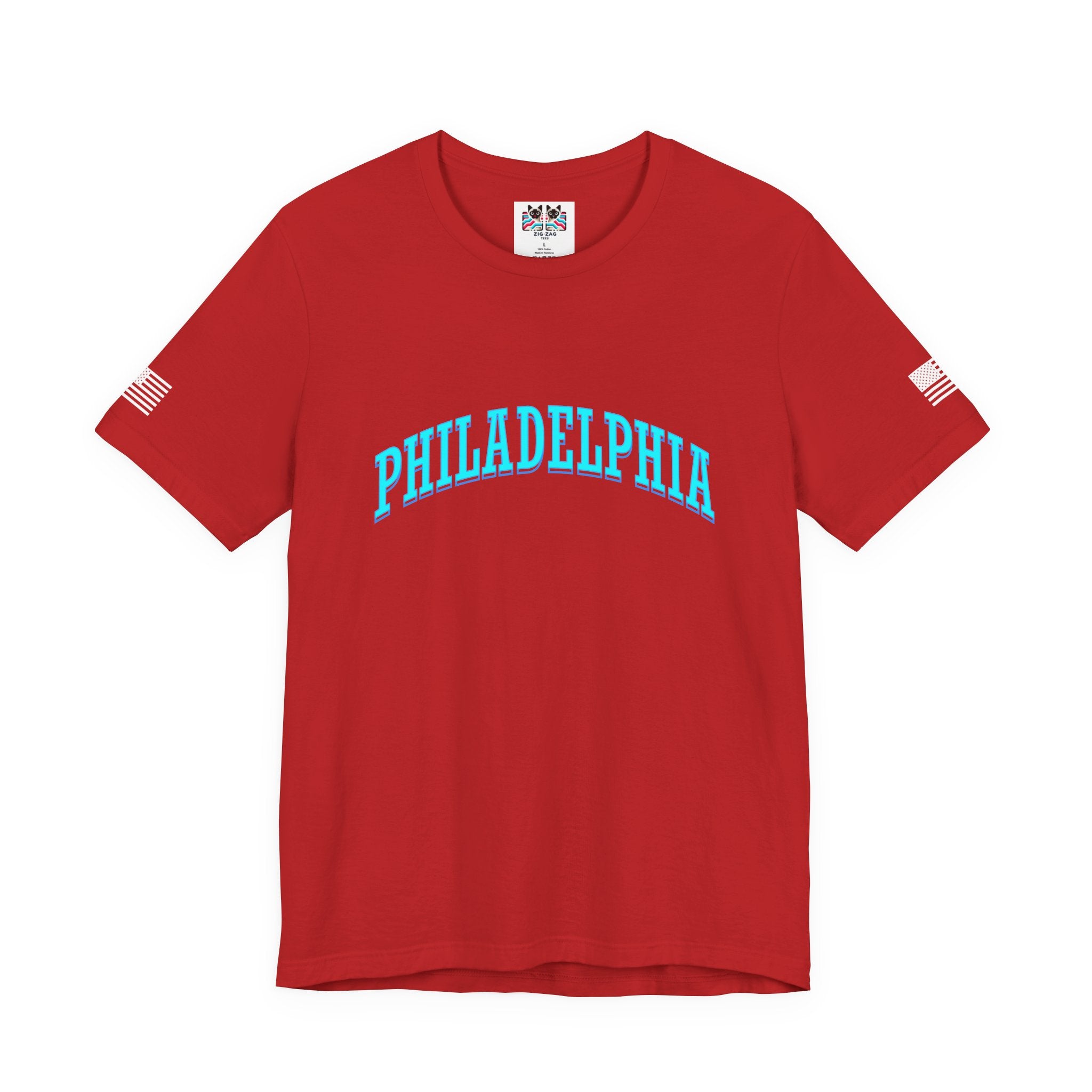 Philadelphia T-Shirt – Bold Arched Teal Varsity Typography Graphic Tee