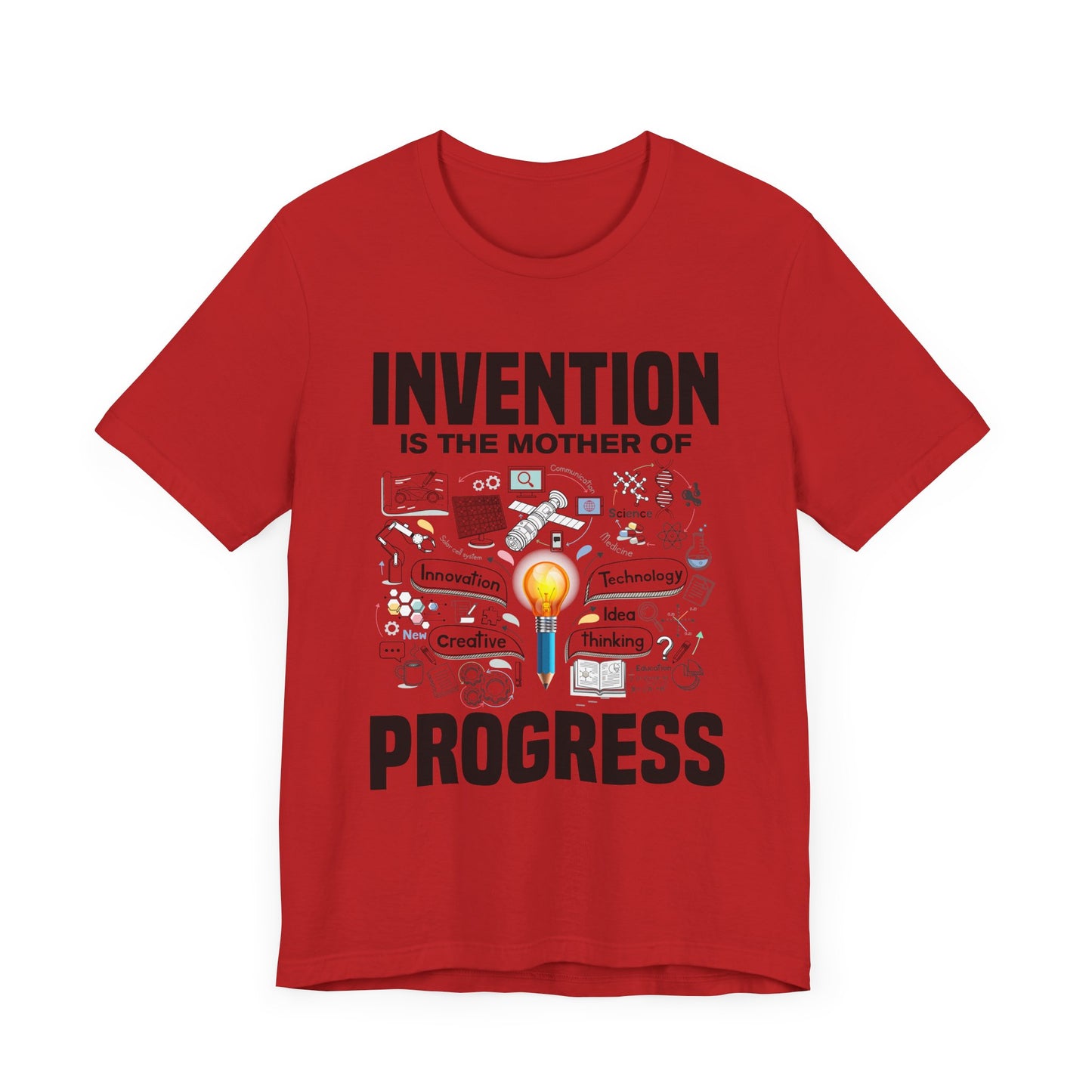 Invention is the Mother of Progress Tee, Innovation Quote Shirt, Science History Top, Progress Driven Graphic Tee, STEM Gift