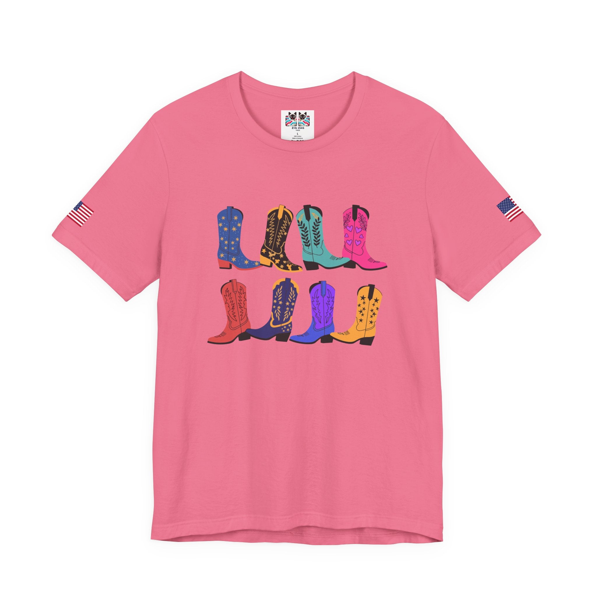 Cowboy Boots T-Shirt – Colorful Boots Collection Grid Graphic Tee