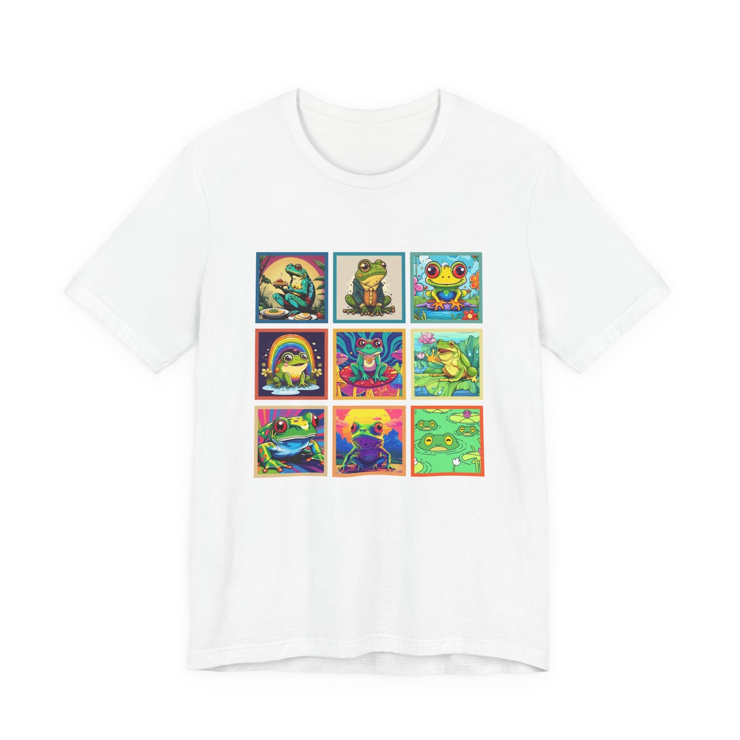 Colorful Frogs Pop Art Tshirt – Nine Amphibian Friends