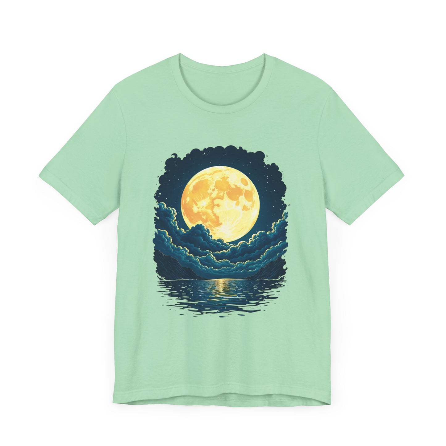 Full Moon Over Water T-Shirt – Night Sky and Clouds Graphic Tee