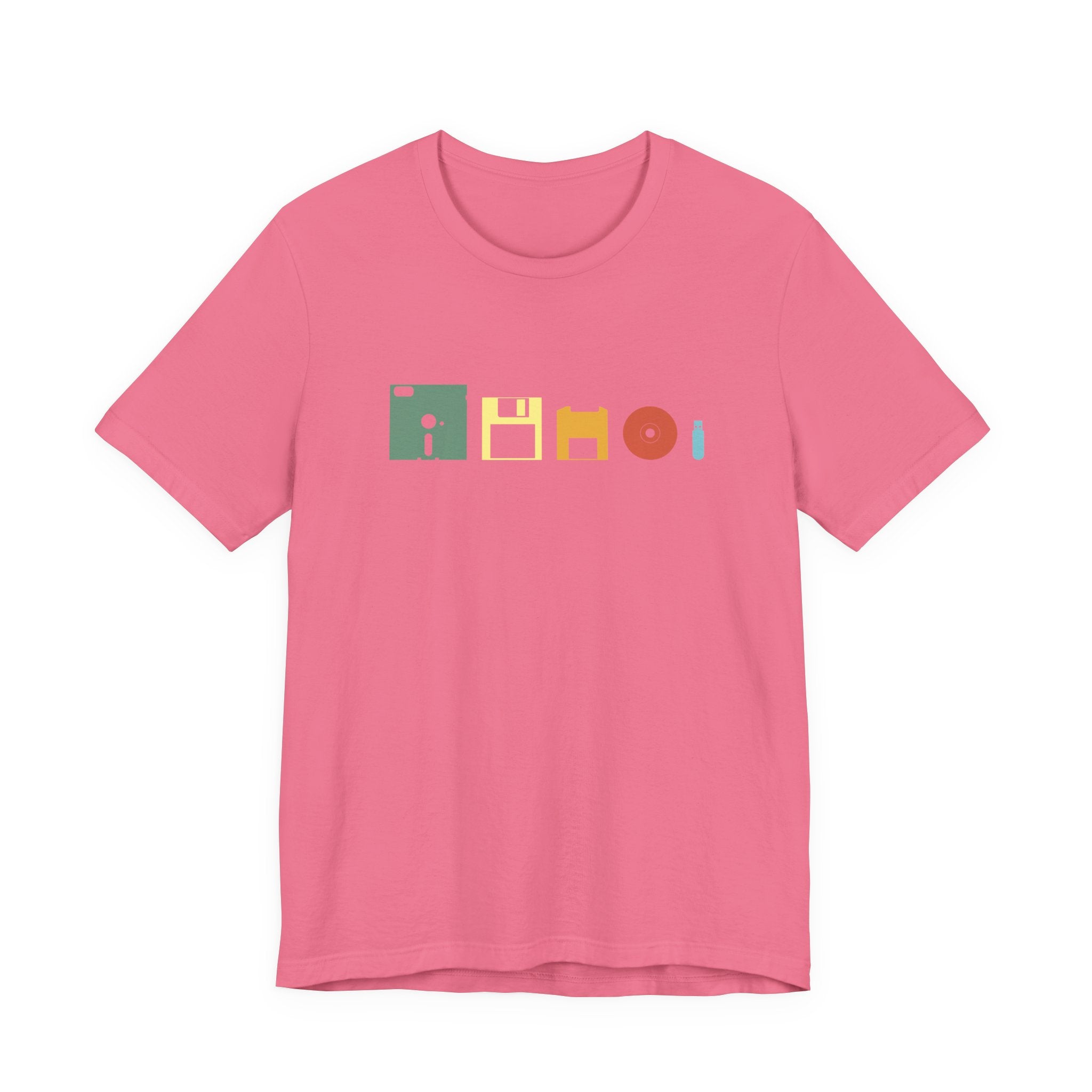 Data Storage Evolution Tshirt – Floppy Disk to CD to Thumb Drive