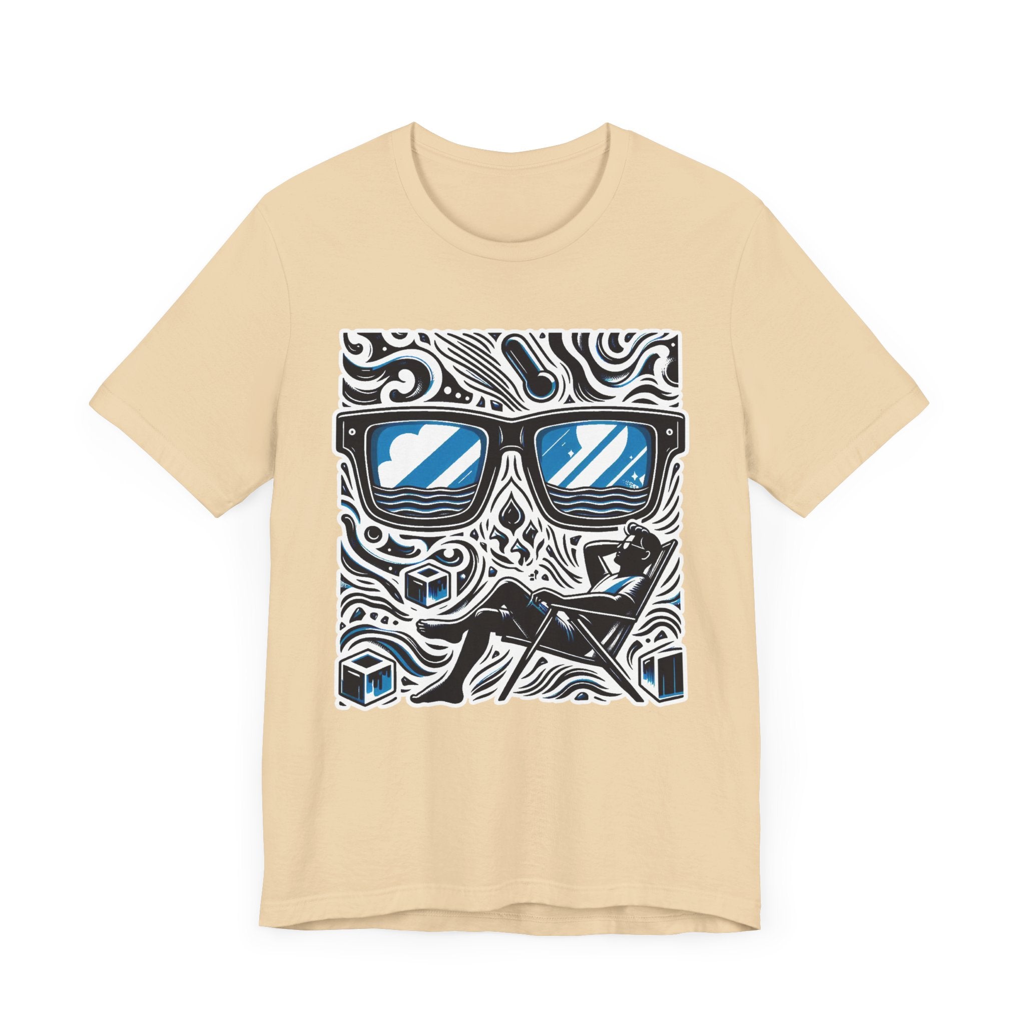 Abstract Relaxation | Man in Chair with Sunglasses Graphic T-Shirt