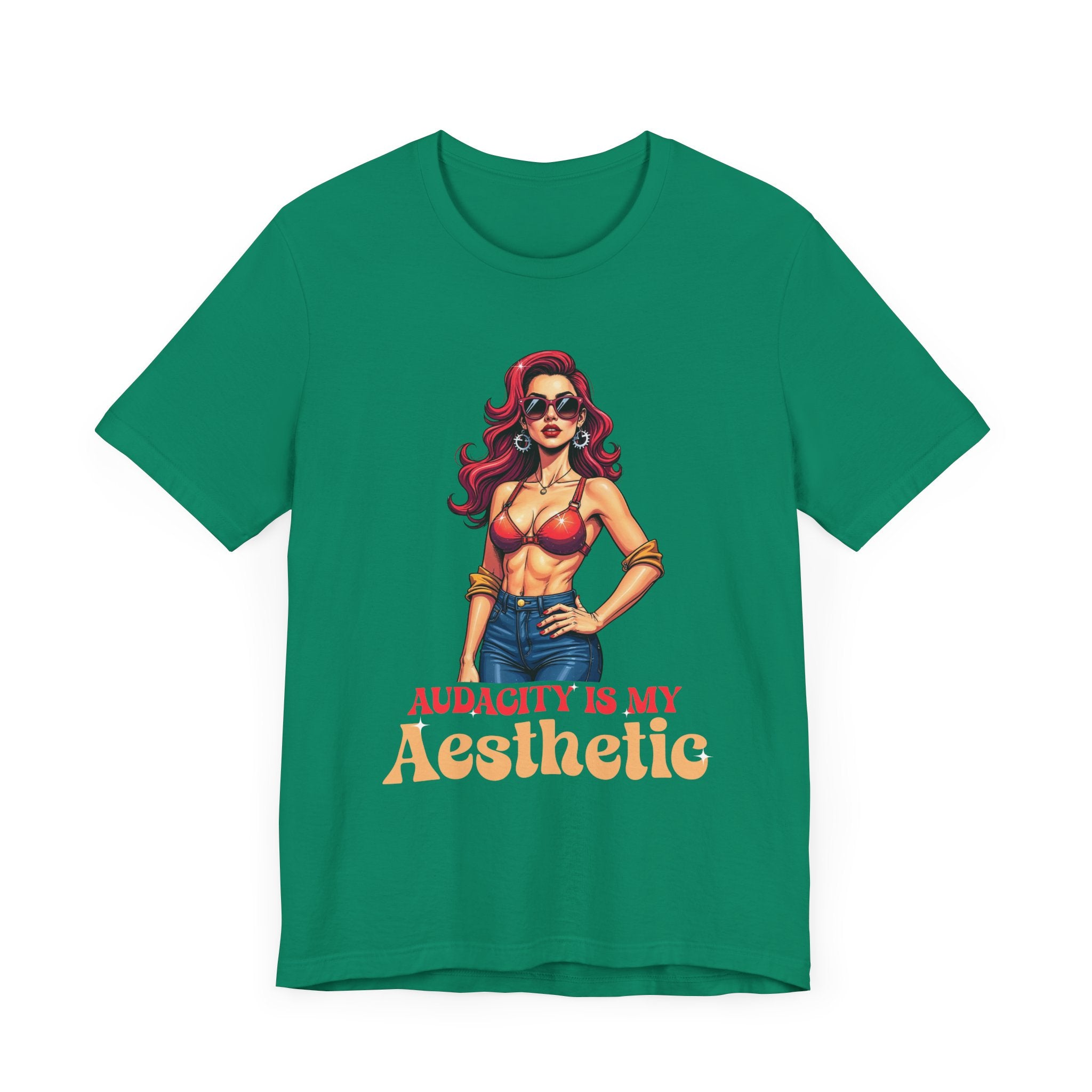 Audacity Is My Aesthetic – Stylish Woman with Sunglasses Graphic T-Shirt