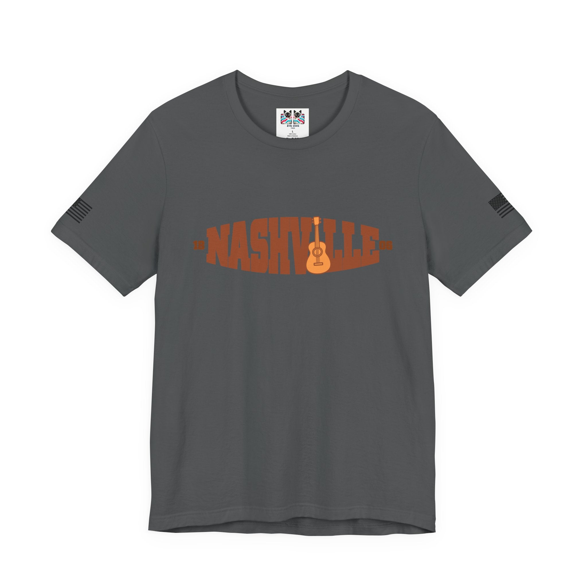 Nashville 1806 Guitar T-Shirt – Retro Inline Text with Guitar Graphic Tee