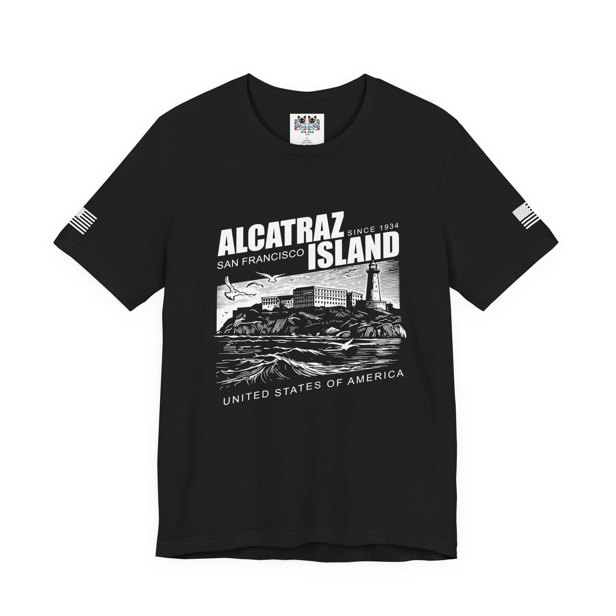Alcatraz Island San Francisco T-Shirt – Since 1934 Vintage Engraving Style Graphic Tee United States of America