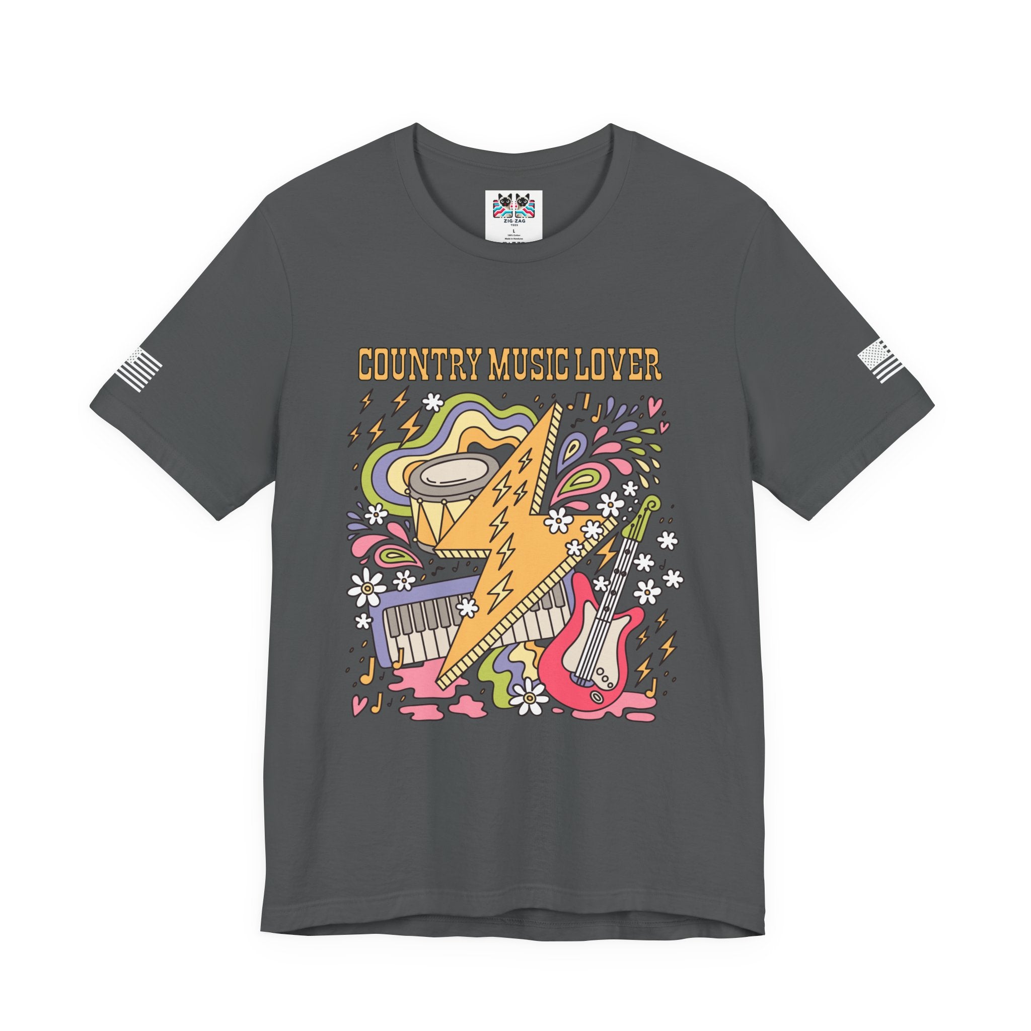 Country Music Lover T-Shirt – Retro Groovy Instruments Graphic Tee