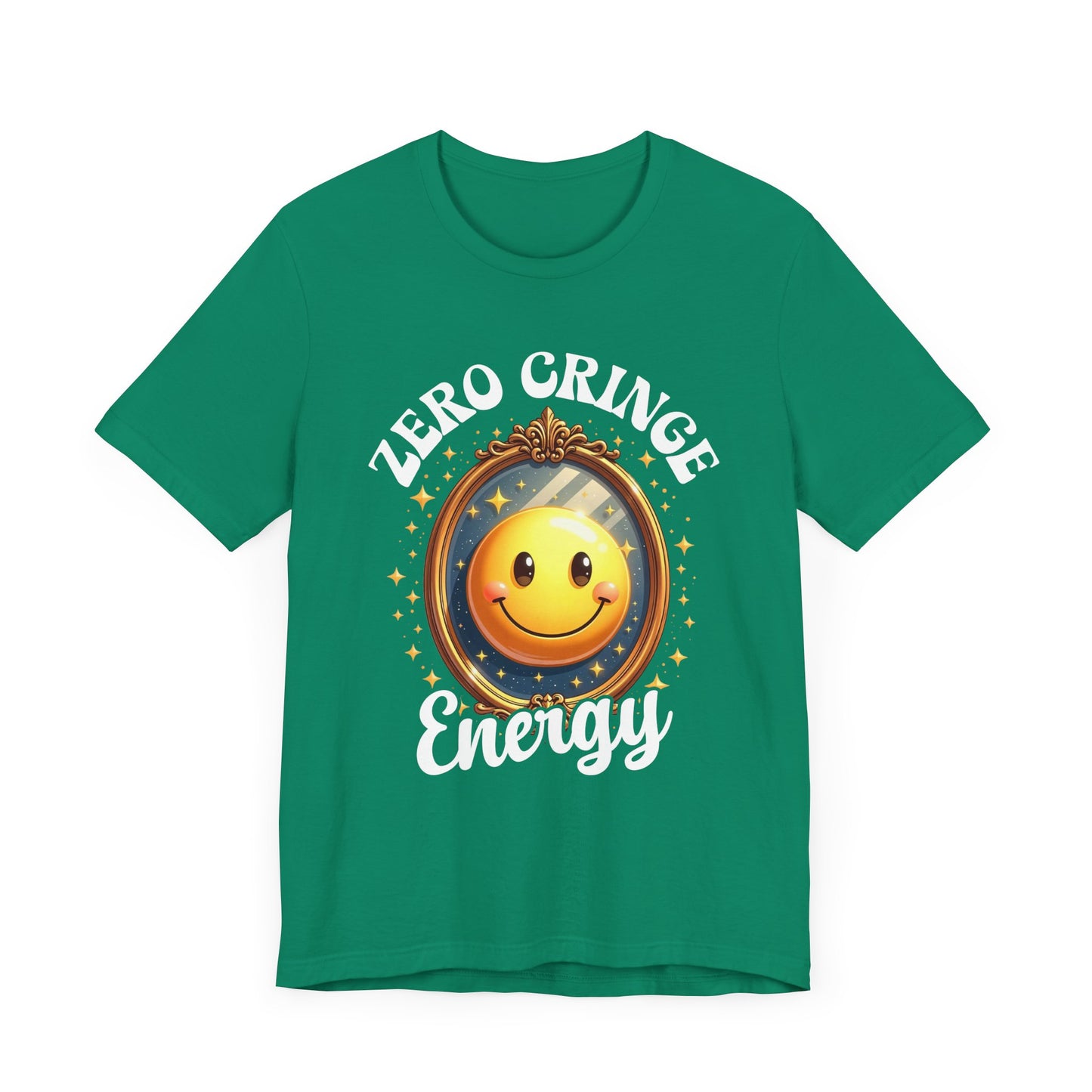 Zero Cringe Energy – Large Mirror with Happy Smiley Graphic T-Shirt