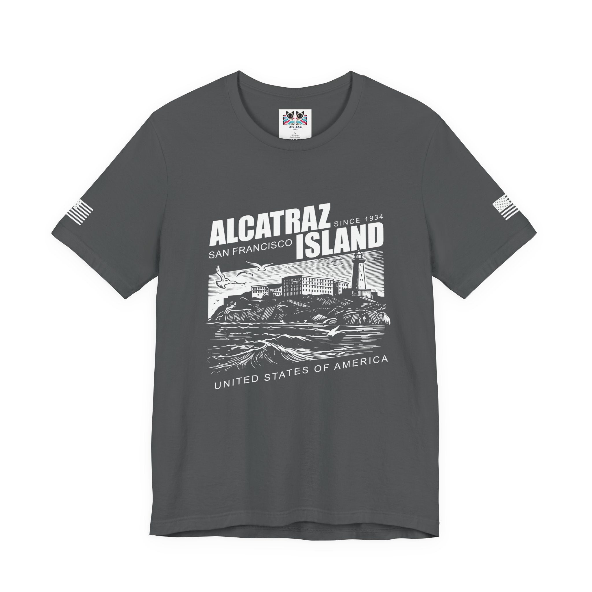 Alcatraz Island San Francisco T-Shirt – Since 1934 Vintage Engraving Style Graphic Tee United States of America