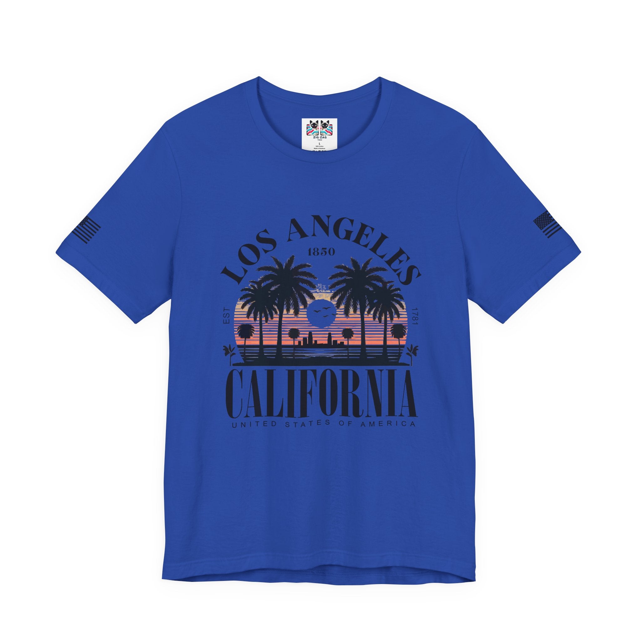 Los Angeles California Santa Monica Pier T-Shirt – Sunset Palm Tree Beach Graphic Tee