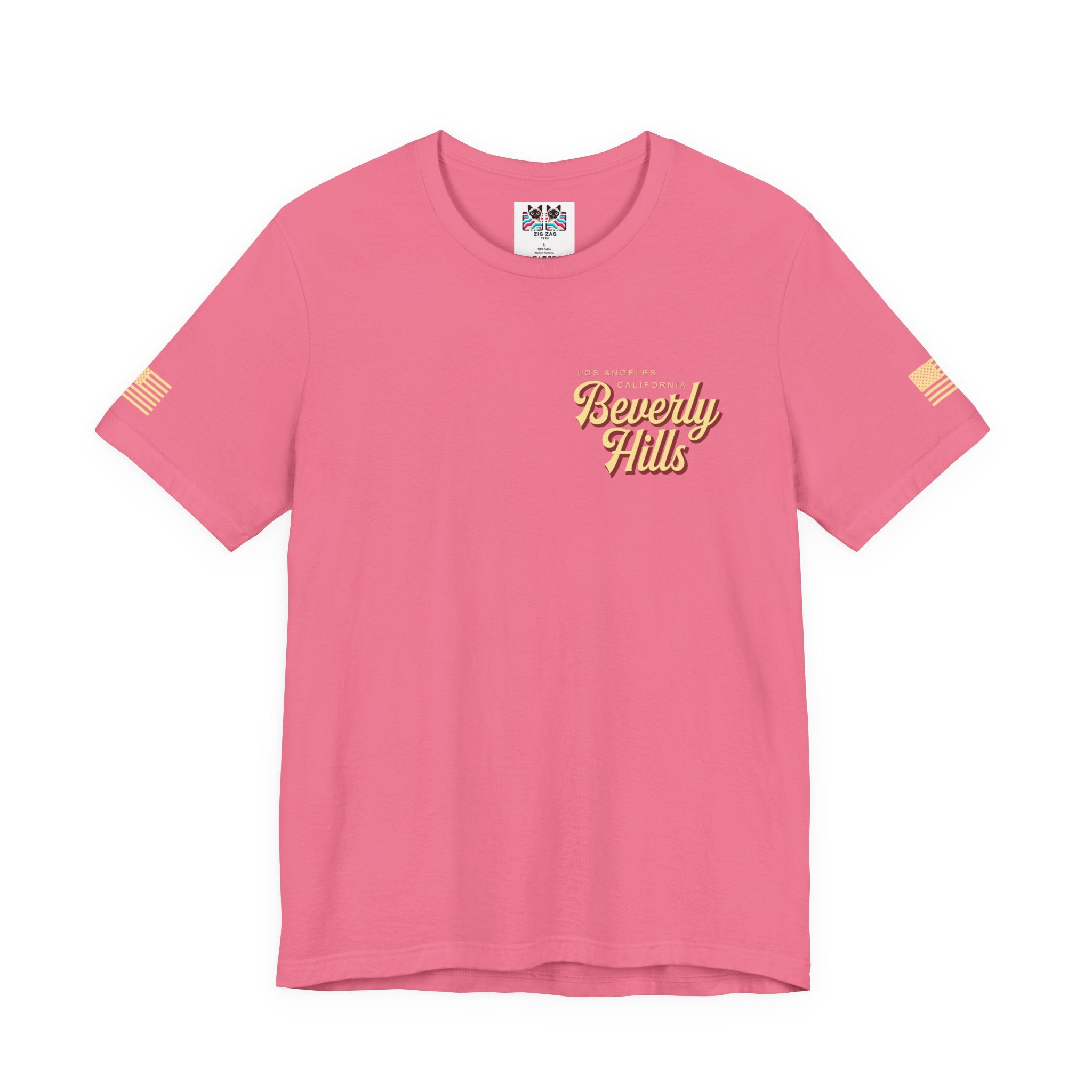 Beverly Hills Los Angeles California Front & Back T-Shirt – Vintage Classic Car Street Scene Tee