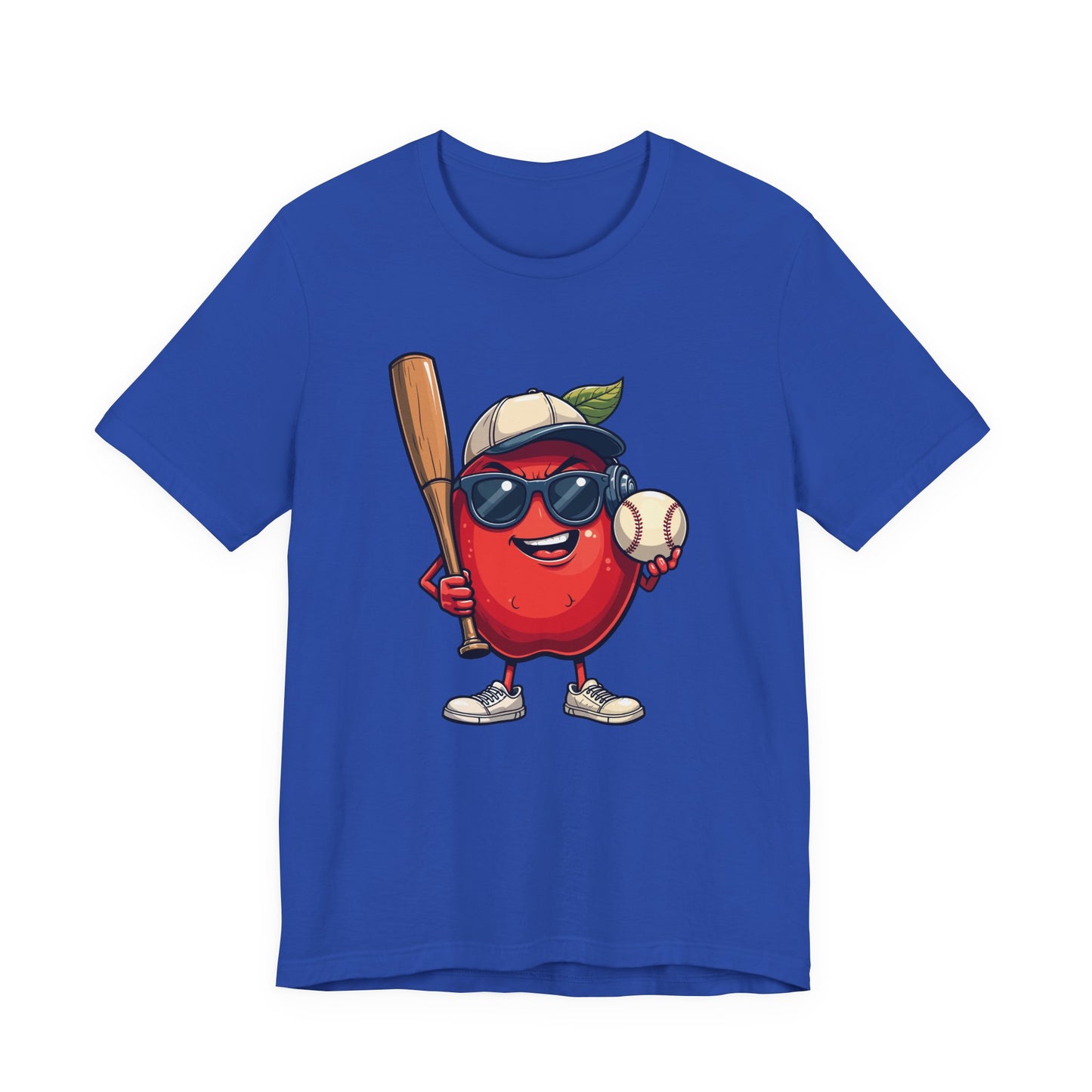 Aggressive Apple Baseball Mascot Tshirt Bold Sports Fruit Character Design