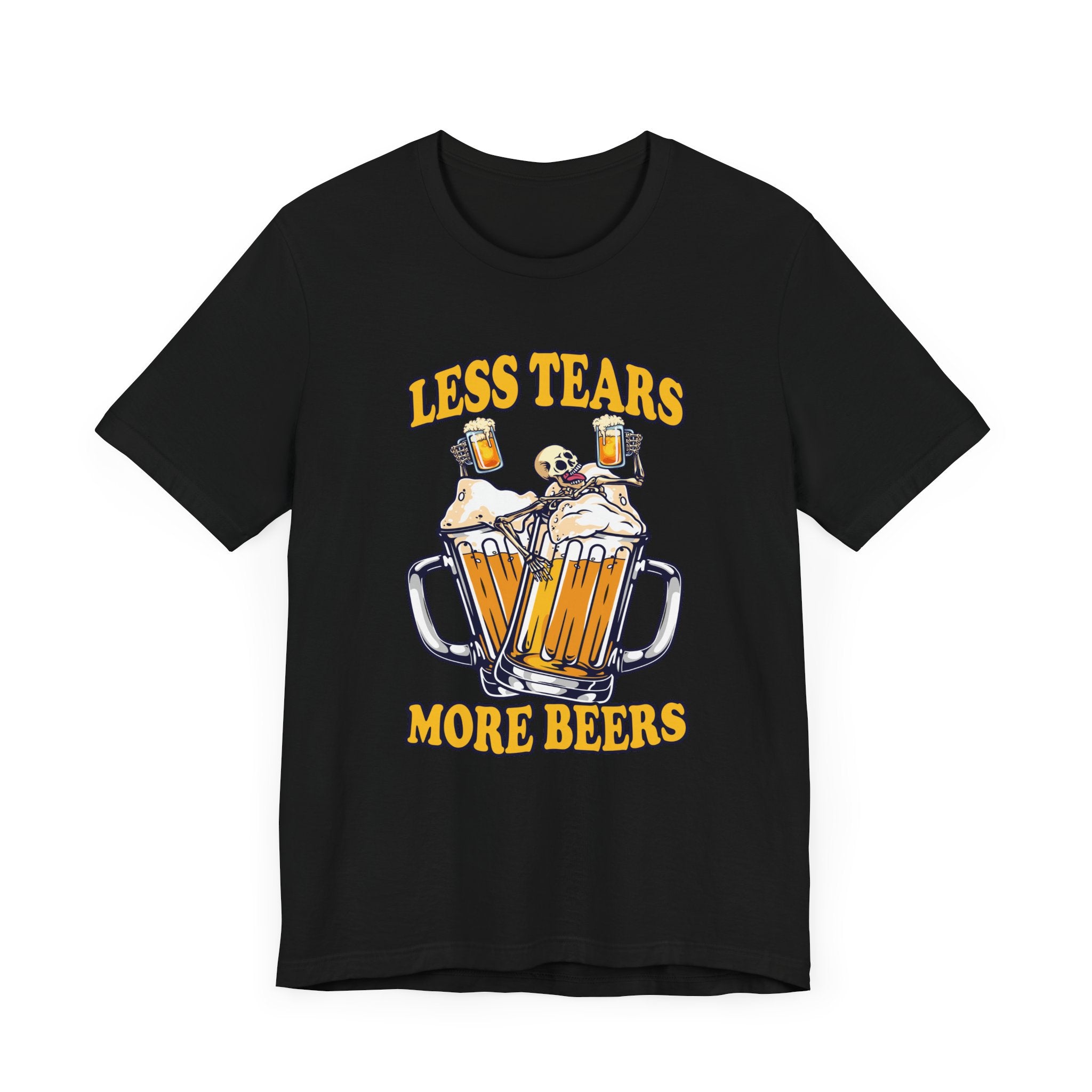 Less Tears More Beers Tee, Beer Lover Humor Shirt, Pub Life Graphic Tee, Funny Alcohol Mood Top, Chill and Cheer Gift