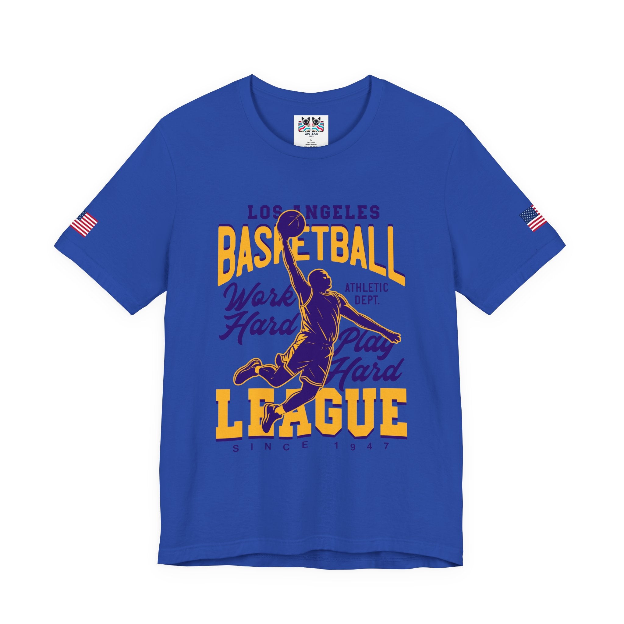 Los Angeles Basketball League T-Shirt – Work Hard Play Hard Athletic Dept Since 1947 Tee