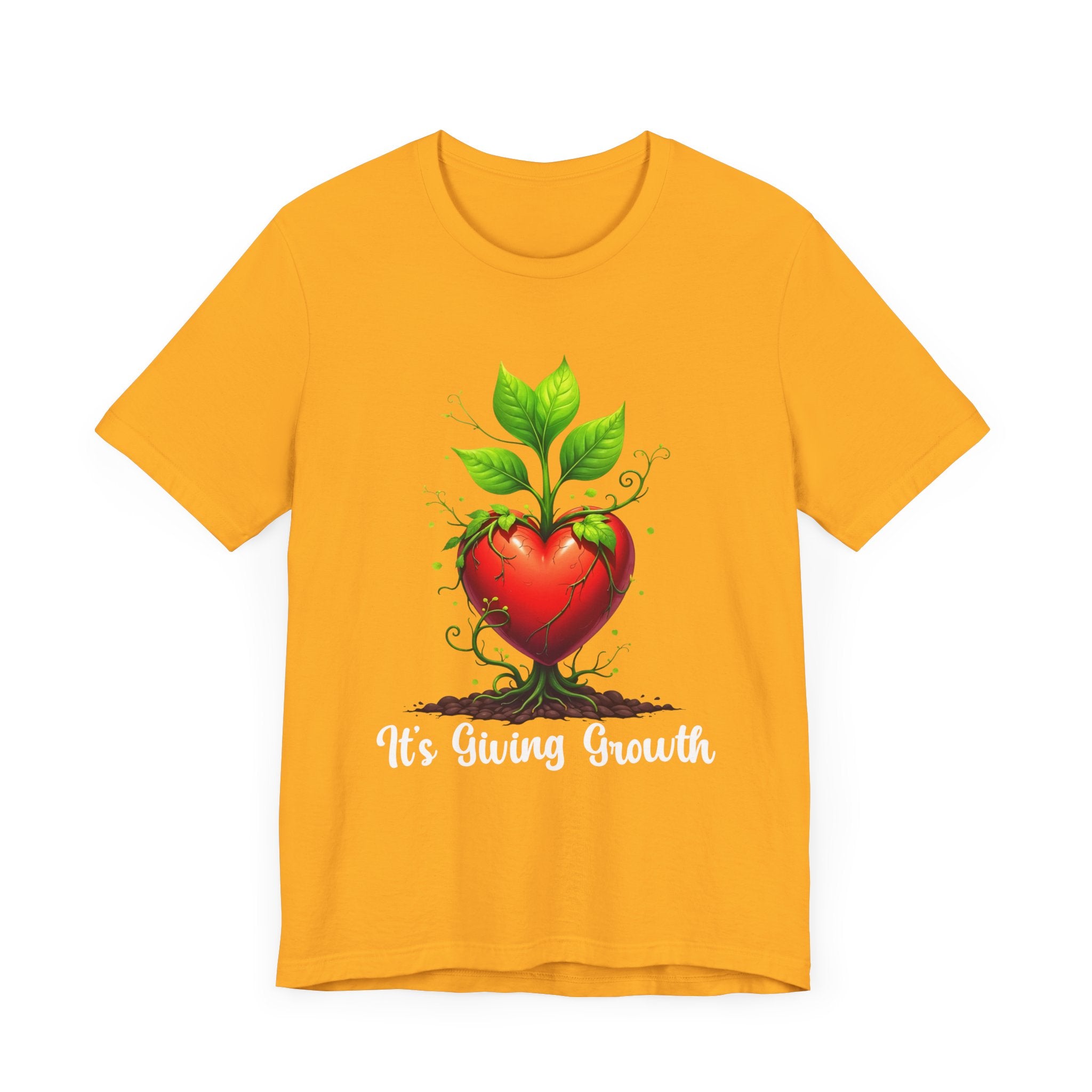 It's Giving Growth – Plant with Red Heart Trunk Graphic T-Shirt