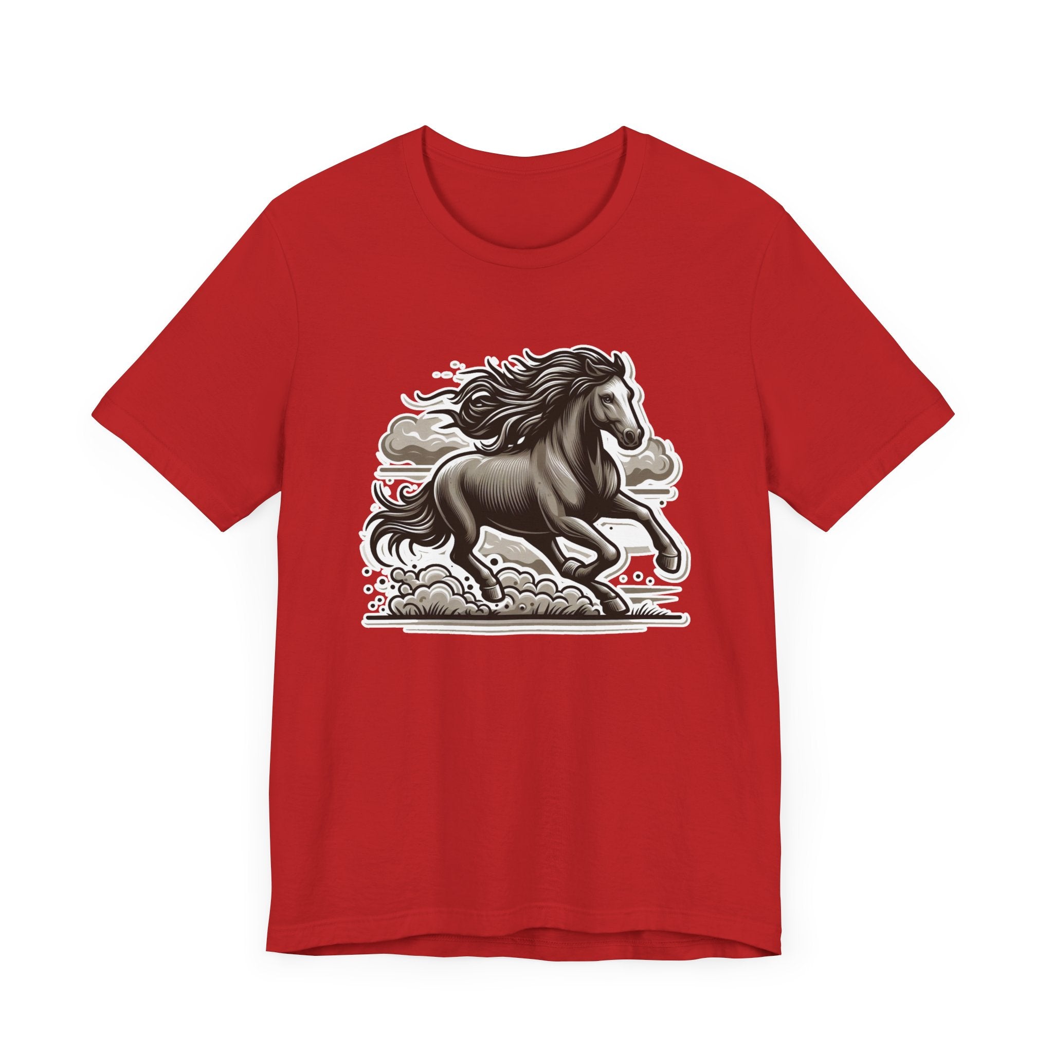 Wild Mustang Running Free with Dust and Dramatic Clouds Graphic T-Shirt