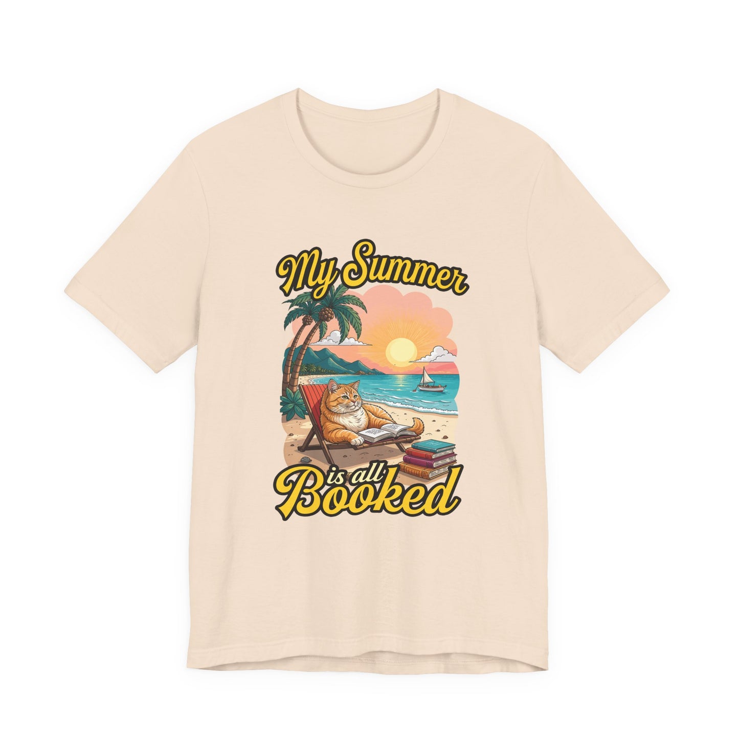 My Summer Is All Booked Tshirt Cat on Beach with books