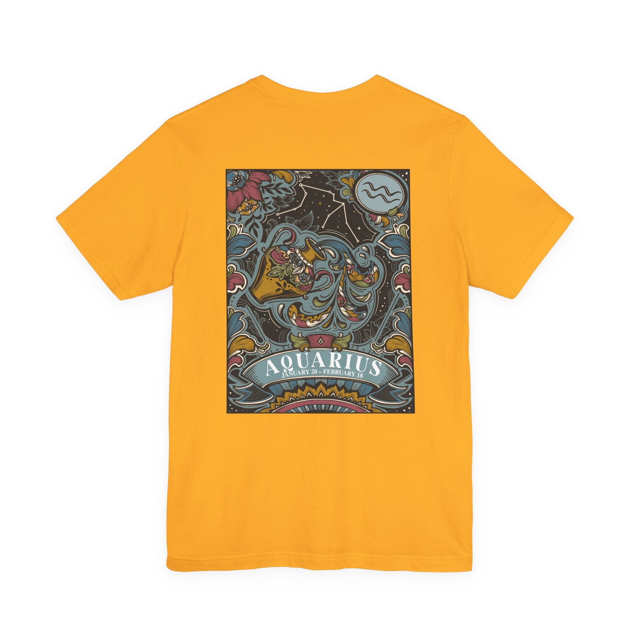 Aquarius Constellation & Floral Zodiac T-Shirt – January 20 to February 18