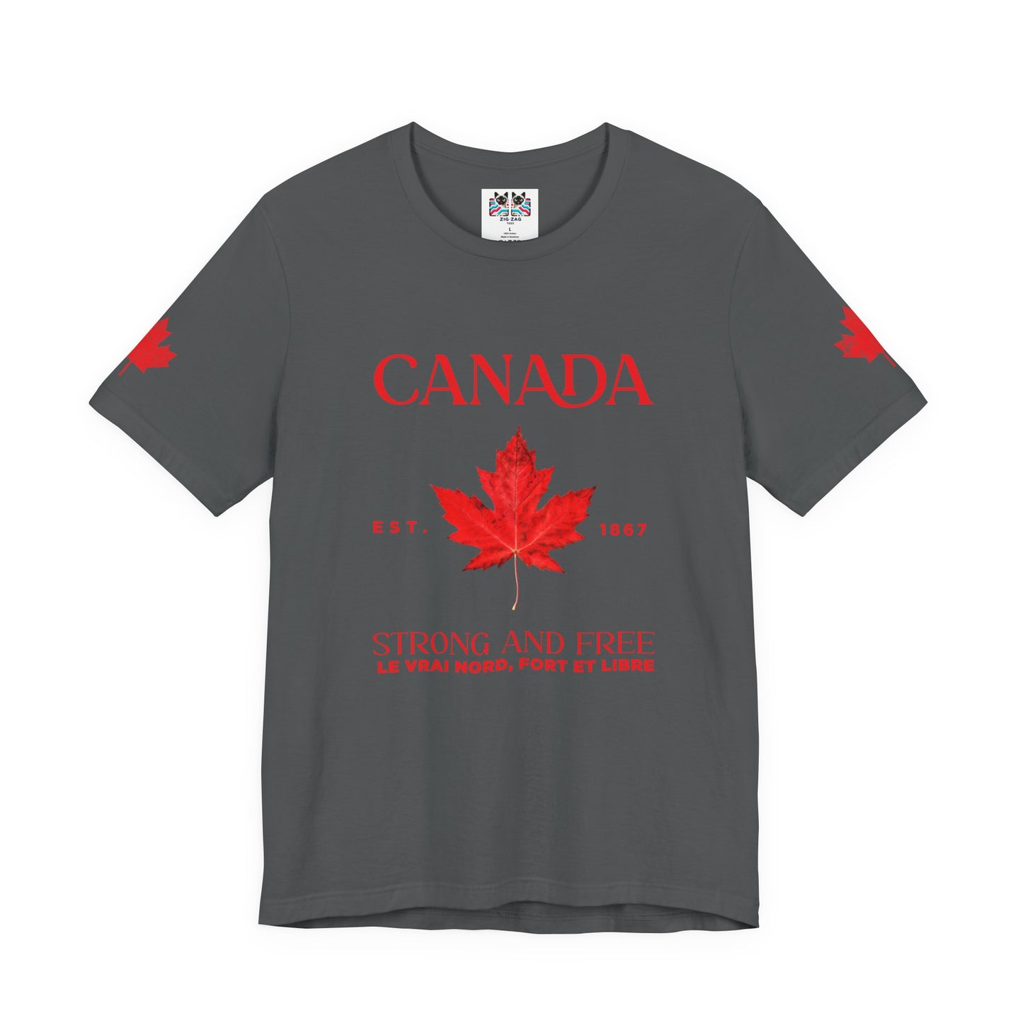 Canada Strong and Free Maple Heritage - Red  Print T-Shirt