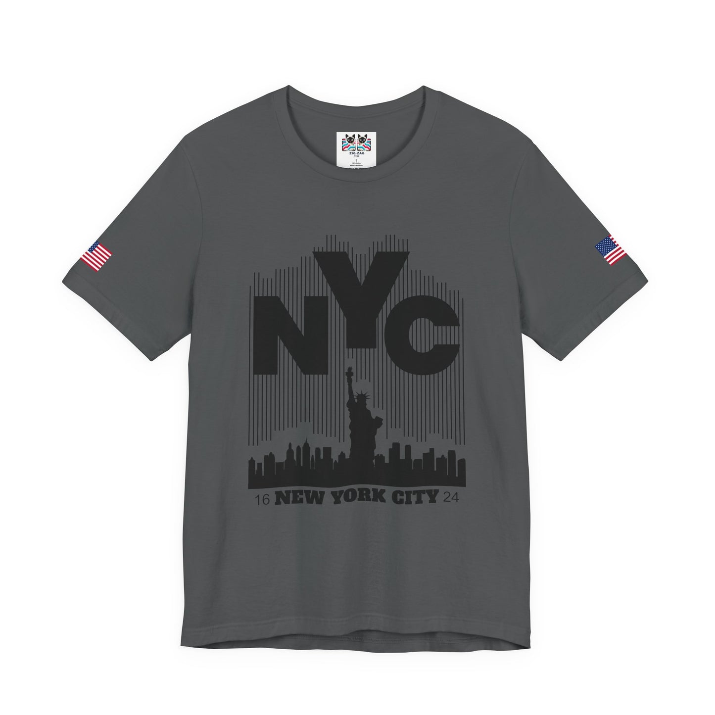 NYC Barcode T-Shirt - Modern New York City 1624 Minimalist Stripe Design