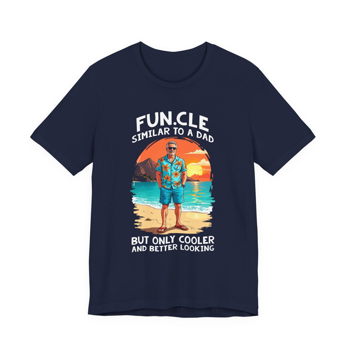 FUN.CLE Beach Sunset T-Shirt – Cool Uncle Beach Graphic with Funny Quote