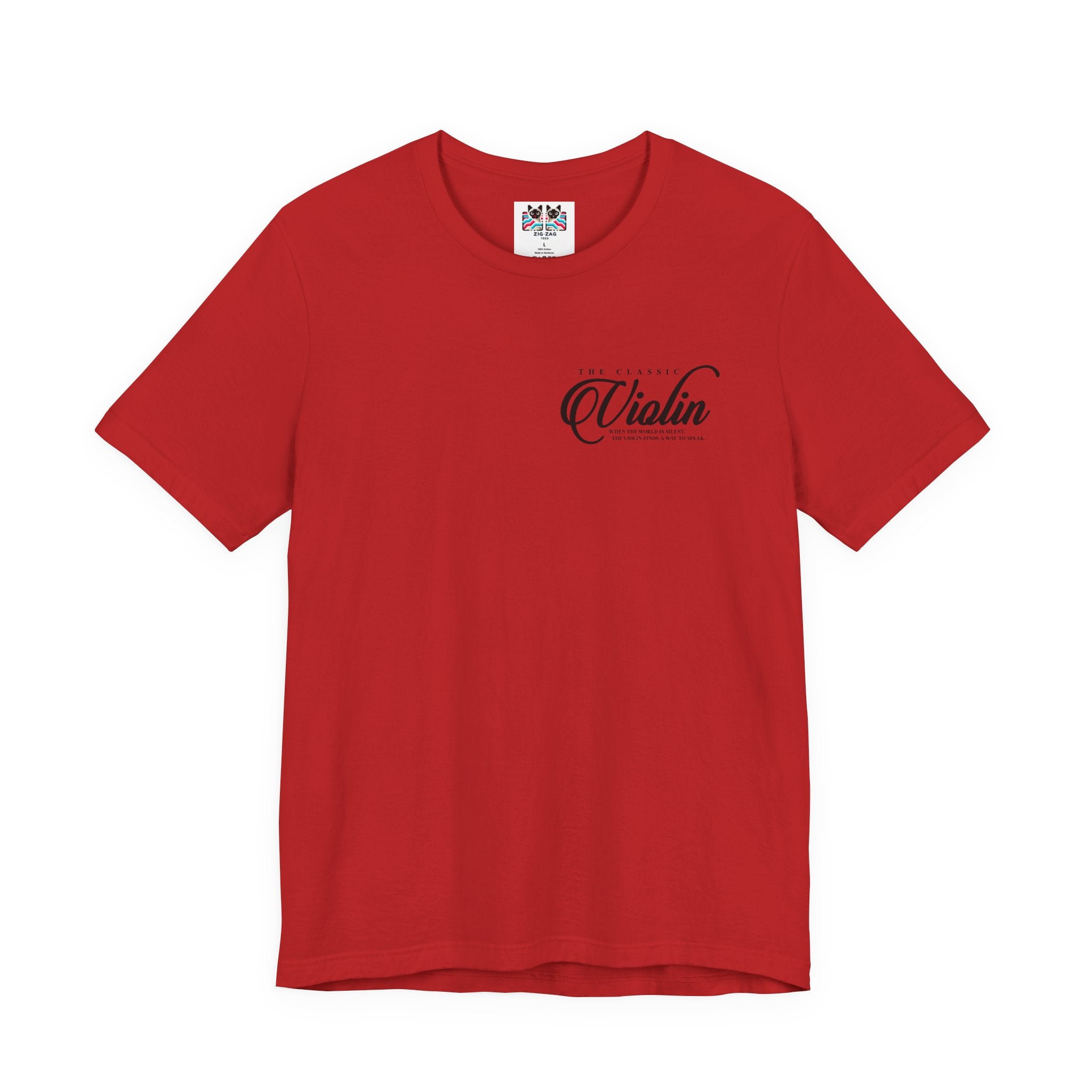 The Classic Violin T-Shirt – Vintage Instrument & 16th Century Story [Black Text]