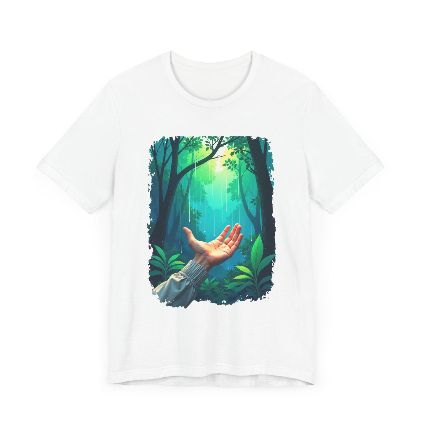 Forest Connection T-Shirt – Hand Reaching for Rain Nature Art