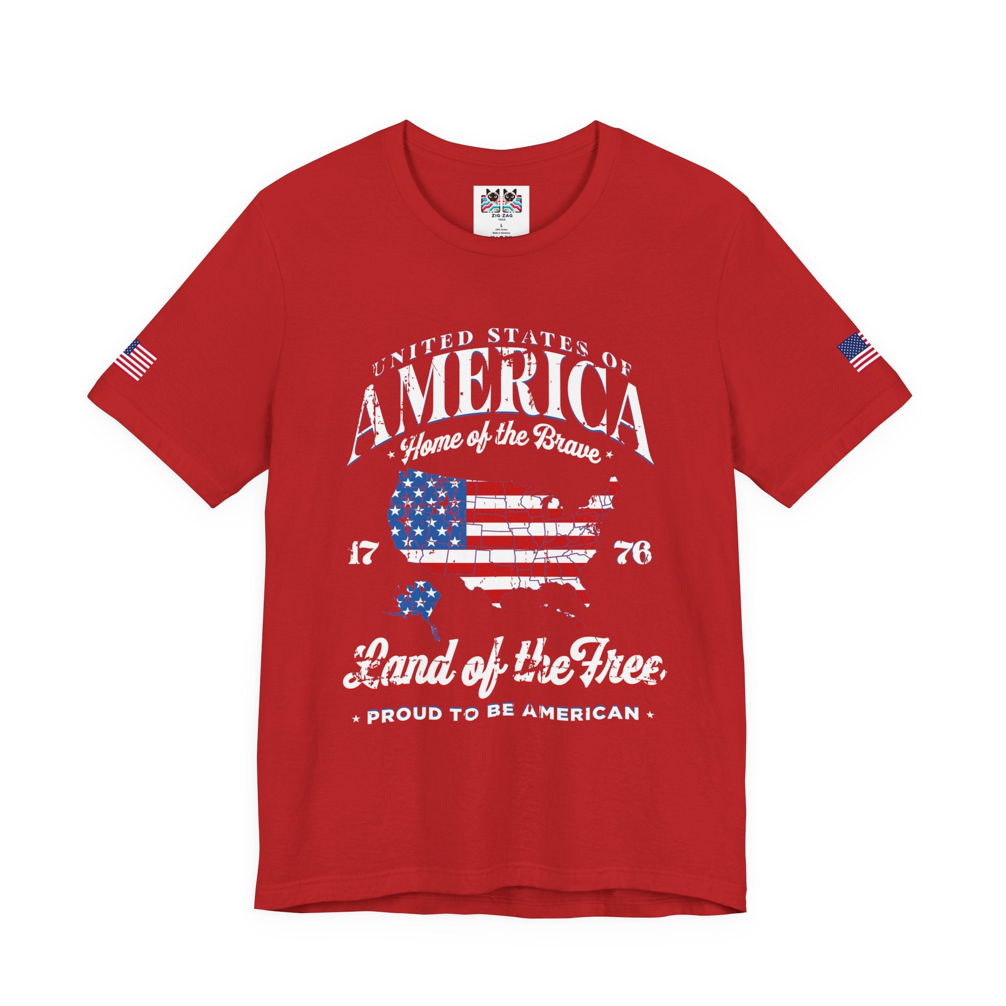 America Home of the Brave T-Shirt – USA Map 1776 Vintage Patriotic Graphic Tee