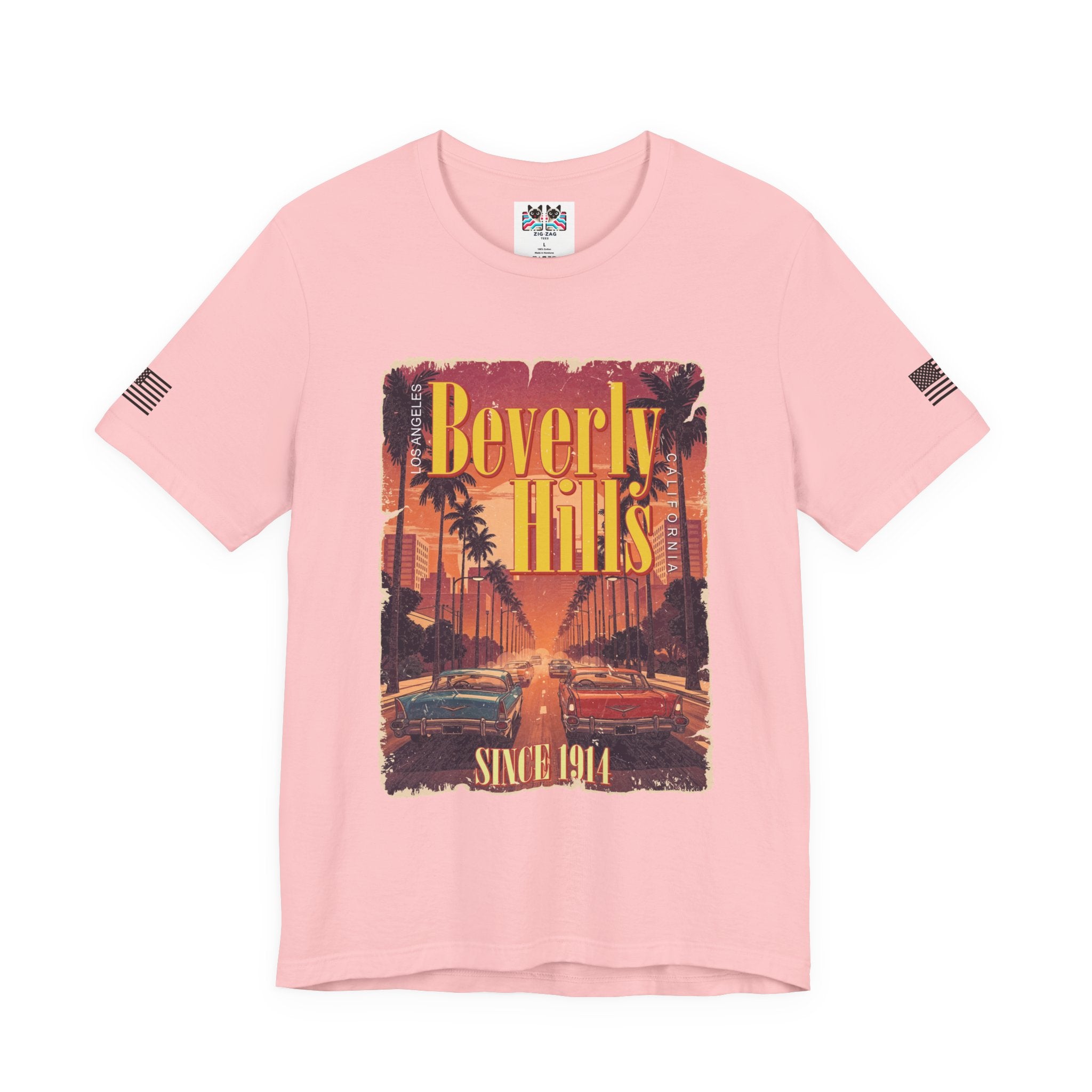 Beverly Hills Los Angeles California T-Shirt – Since 1914 Classic Cars Sunset Street Tee