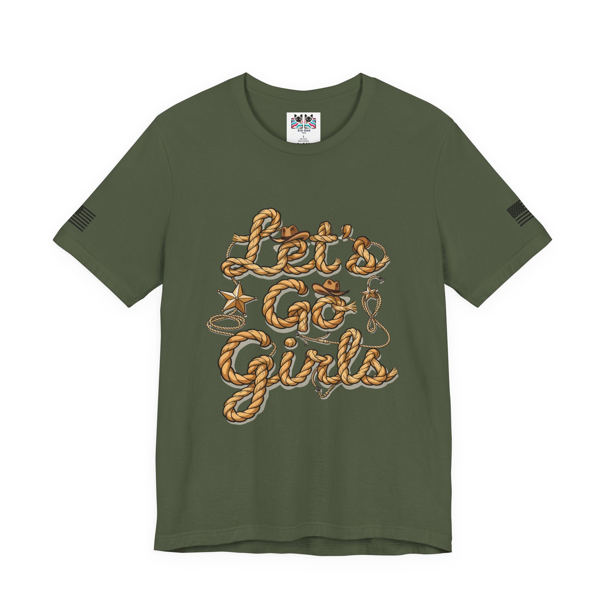 Let's Go Girls T-Shirt – Western Rope Lasso Typography Cowboy Hat Star Graphic Tee
